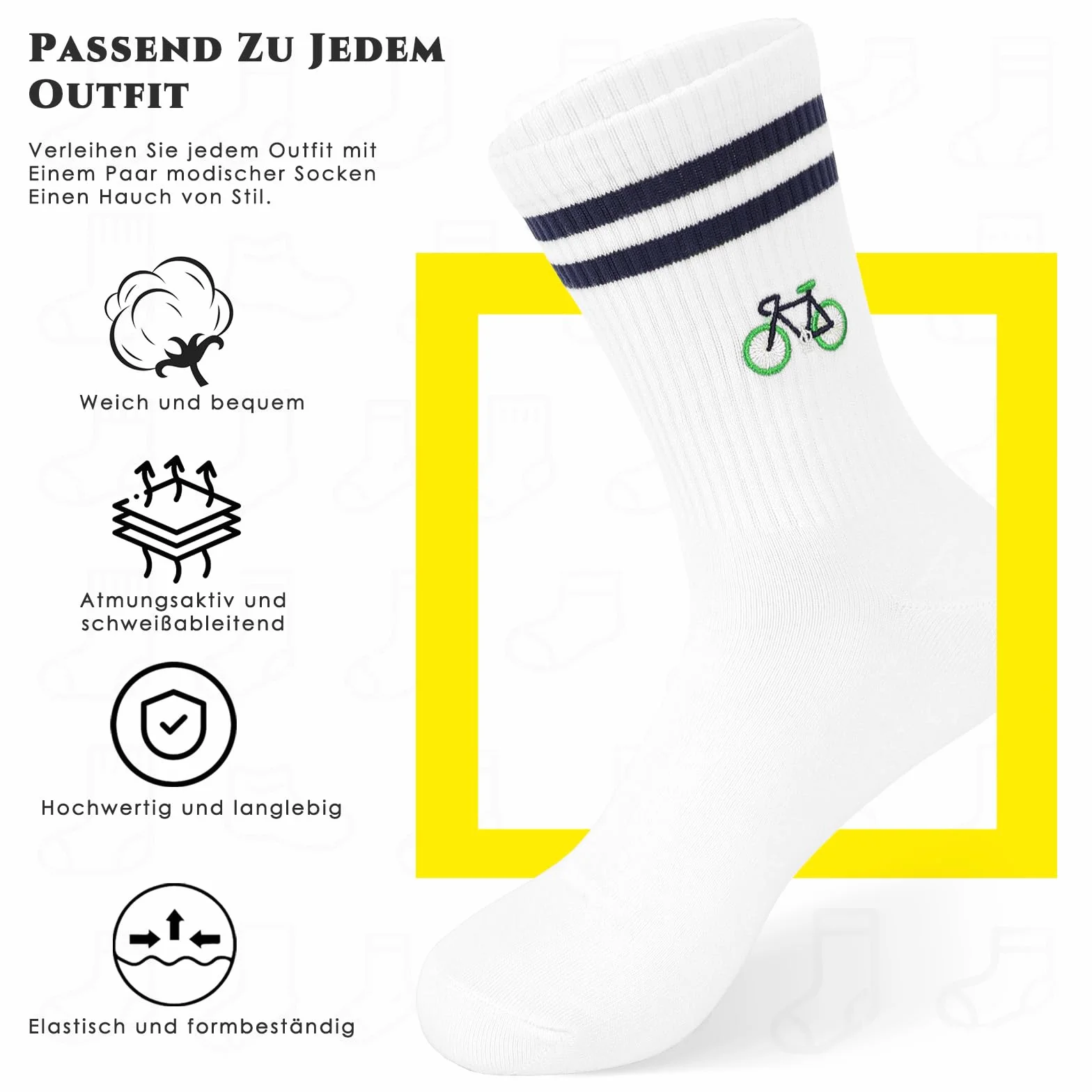 Chaussettes de Vélo Amusantes Motif Cycliste - Chaussettes de Tennis Vélo
