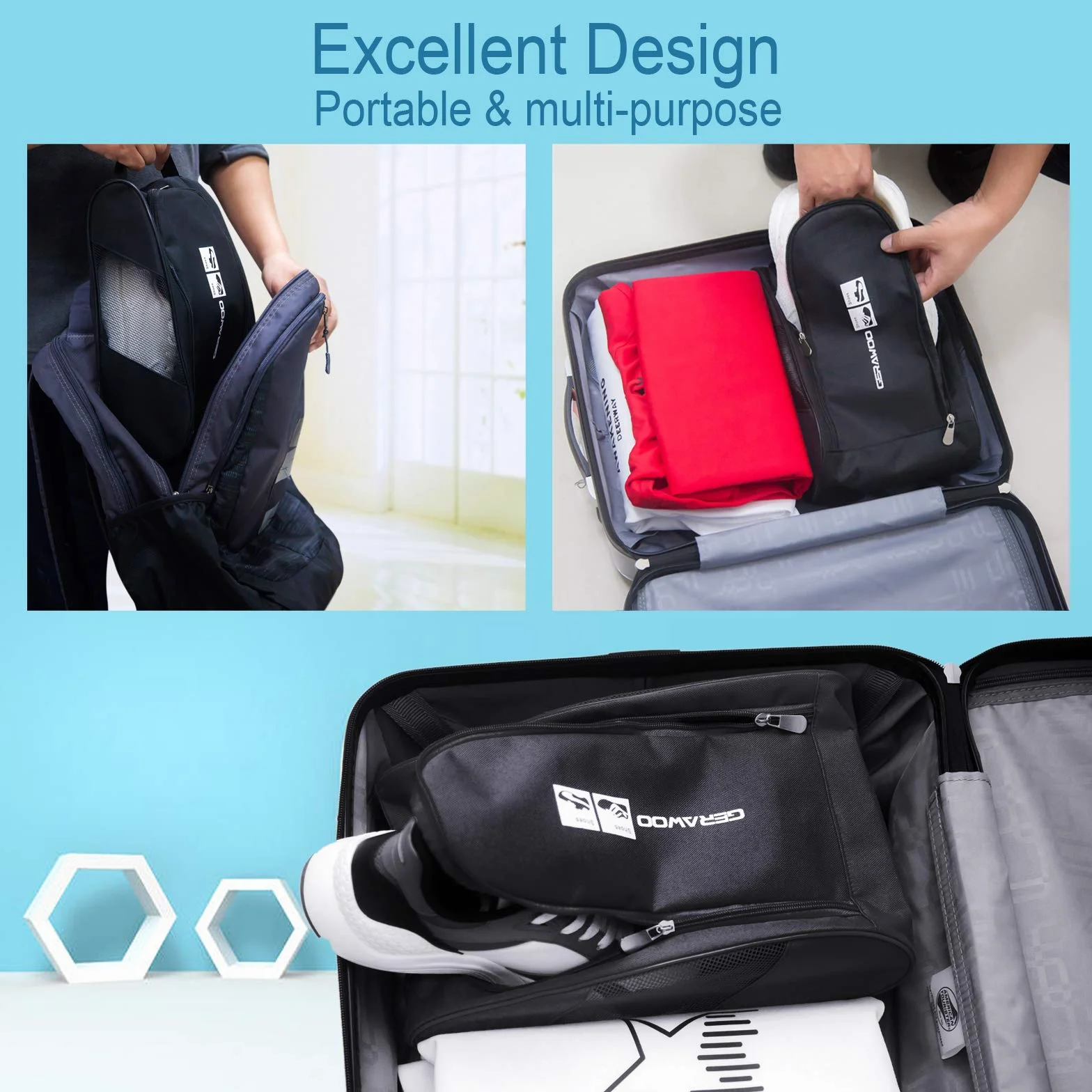 Sac à Chaussures de Football Golf Basketball, Housse Rangement Chaussures de Voyage Portable