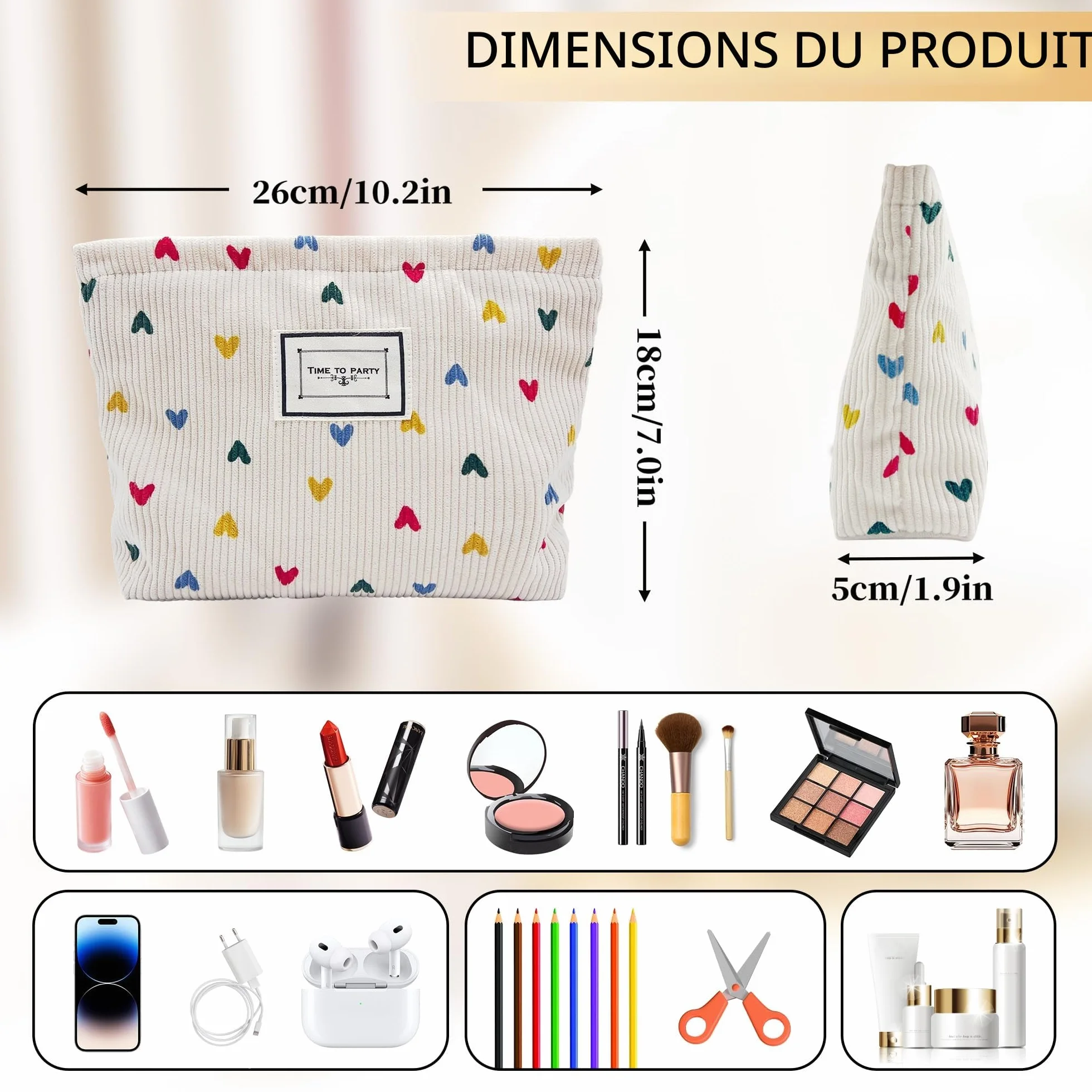 Trousse de Toilette Femme Maquillage Bebe Enfant Grande Pochette Sacoche