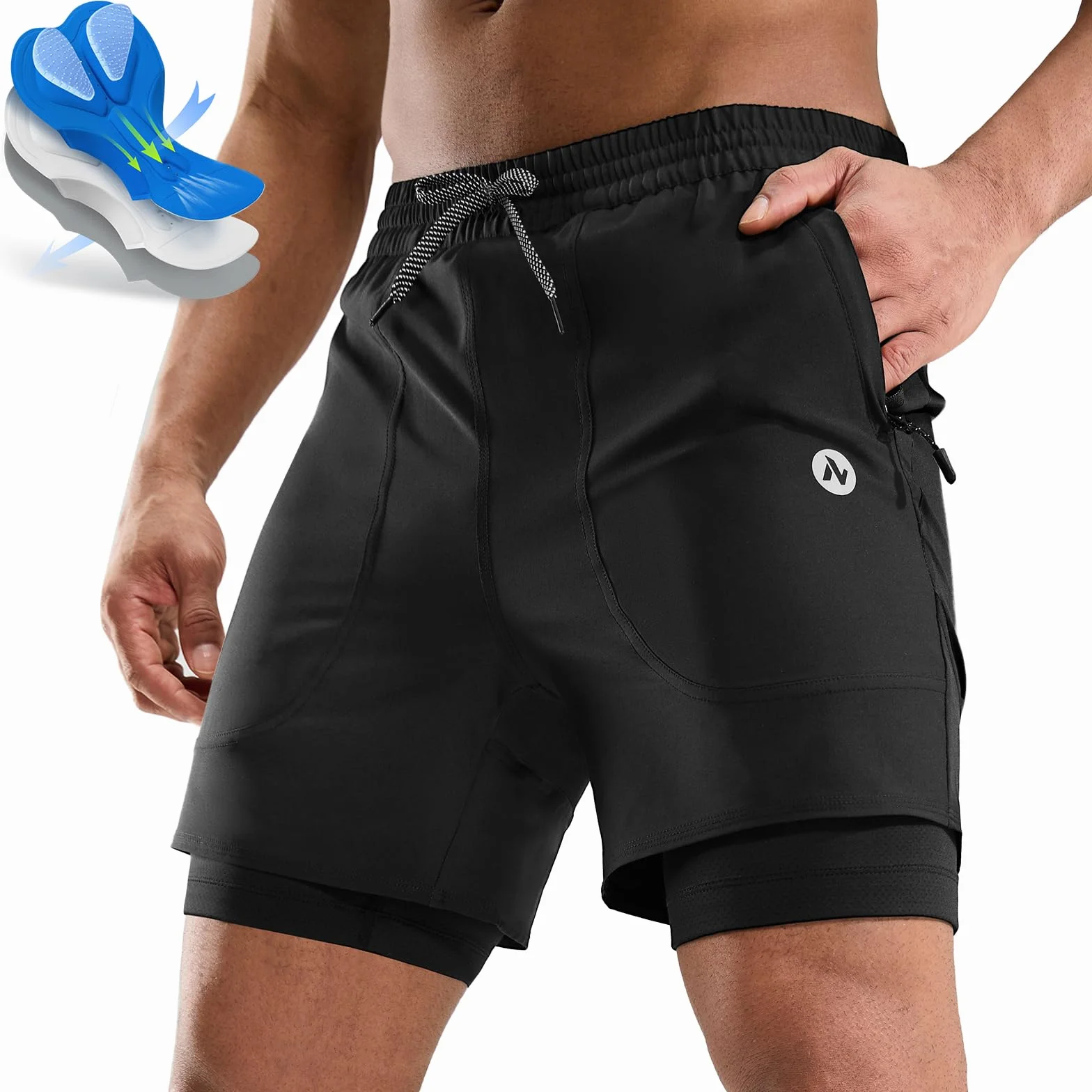 Nepest Short de VTT rembourré 4D Homme avec Poche zippée