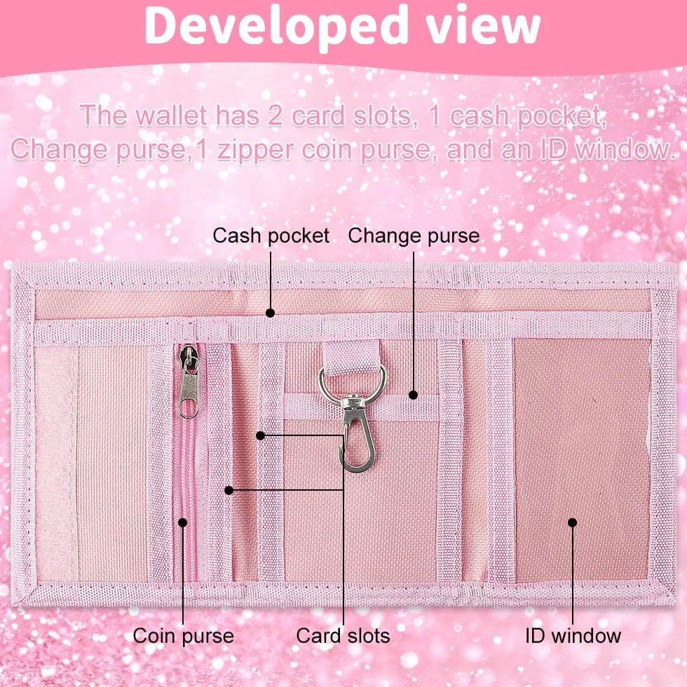 Portefeuille Enfant Lettres A à Z, Porte Monnaie Pliable avec Mousqueton, Lanière de Cou pour Filles