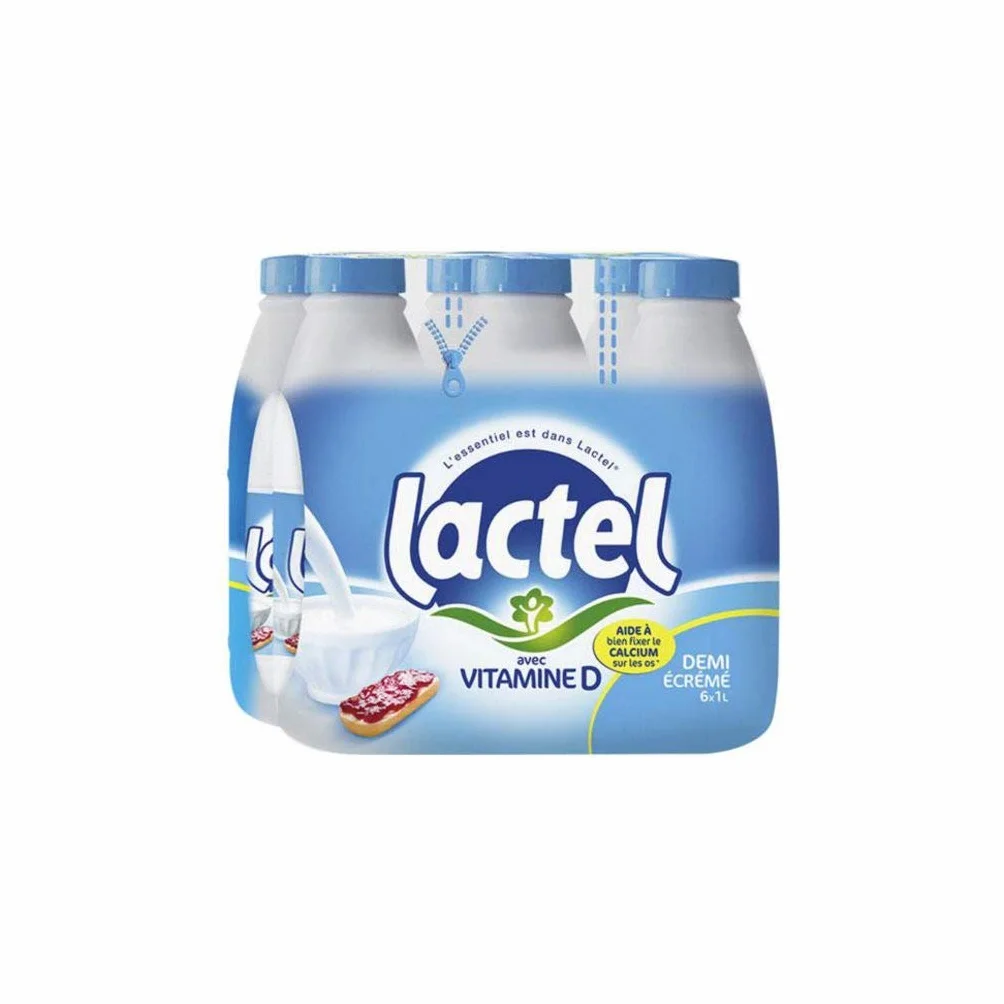 Lait Lactel Vitamine D demi-écrémé 1L (lot de