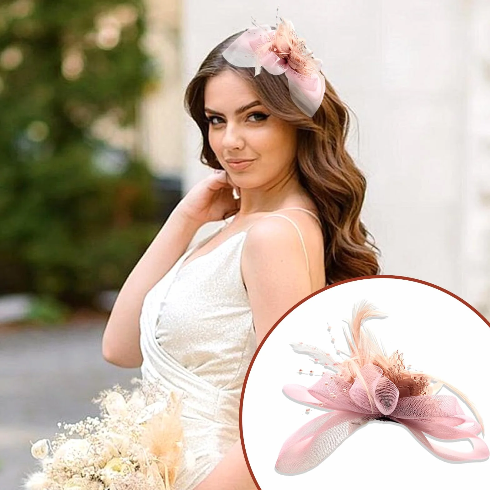 Fleur Le Tulle Fascinator Femme Rose Chapeau Bibi Mariage Cérémonie Cocktail Derby