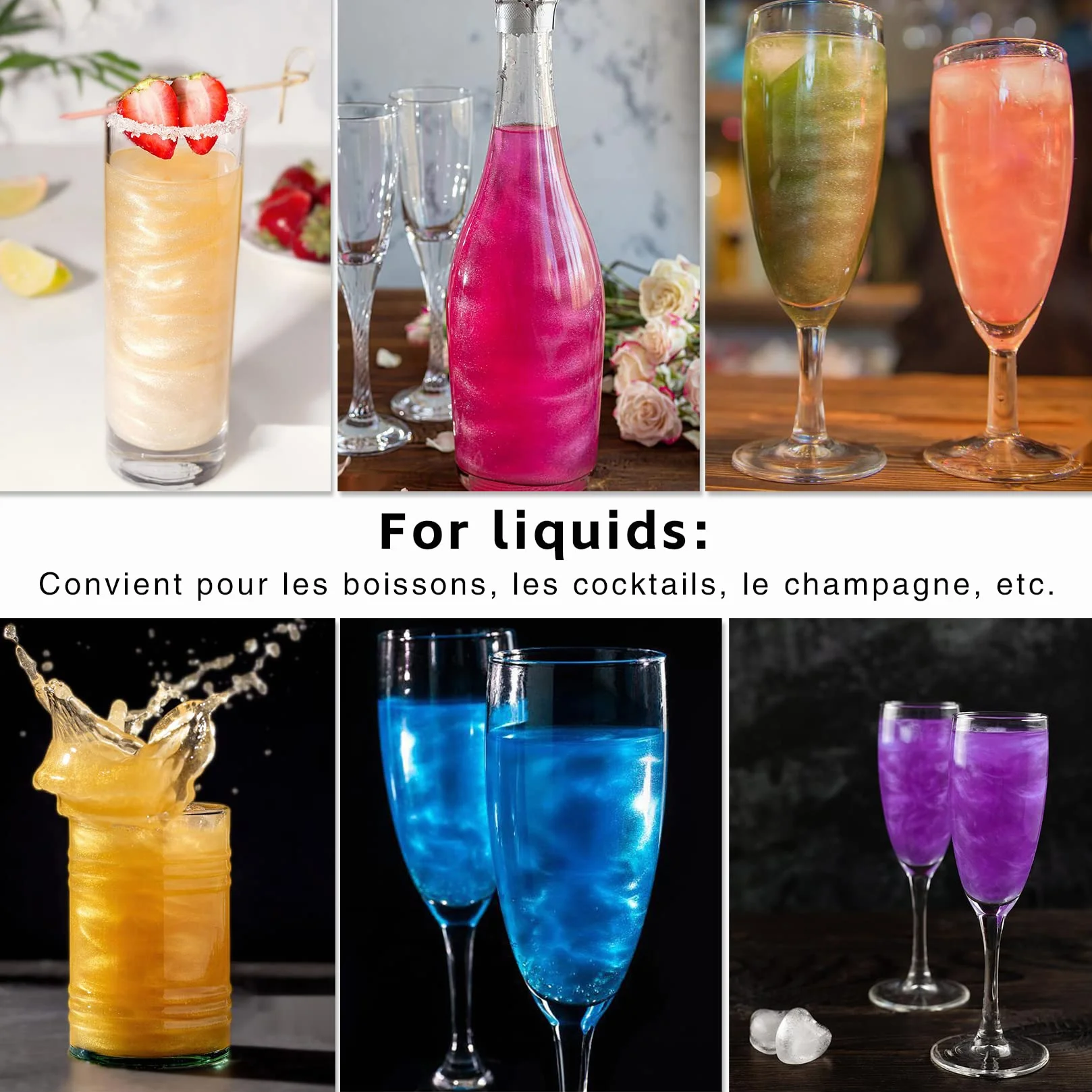 Paillettes Comestibles - 12 Couleurs Paillettes Alimentaires pour Boissons, Gâteaux, Chocolats, Muffins, Vodka, Cocktail, Crème (4g par Bouteille)