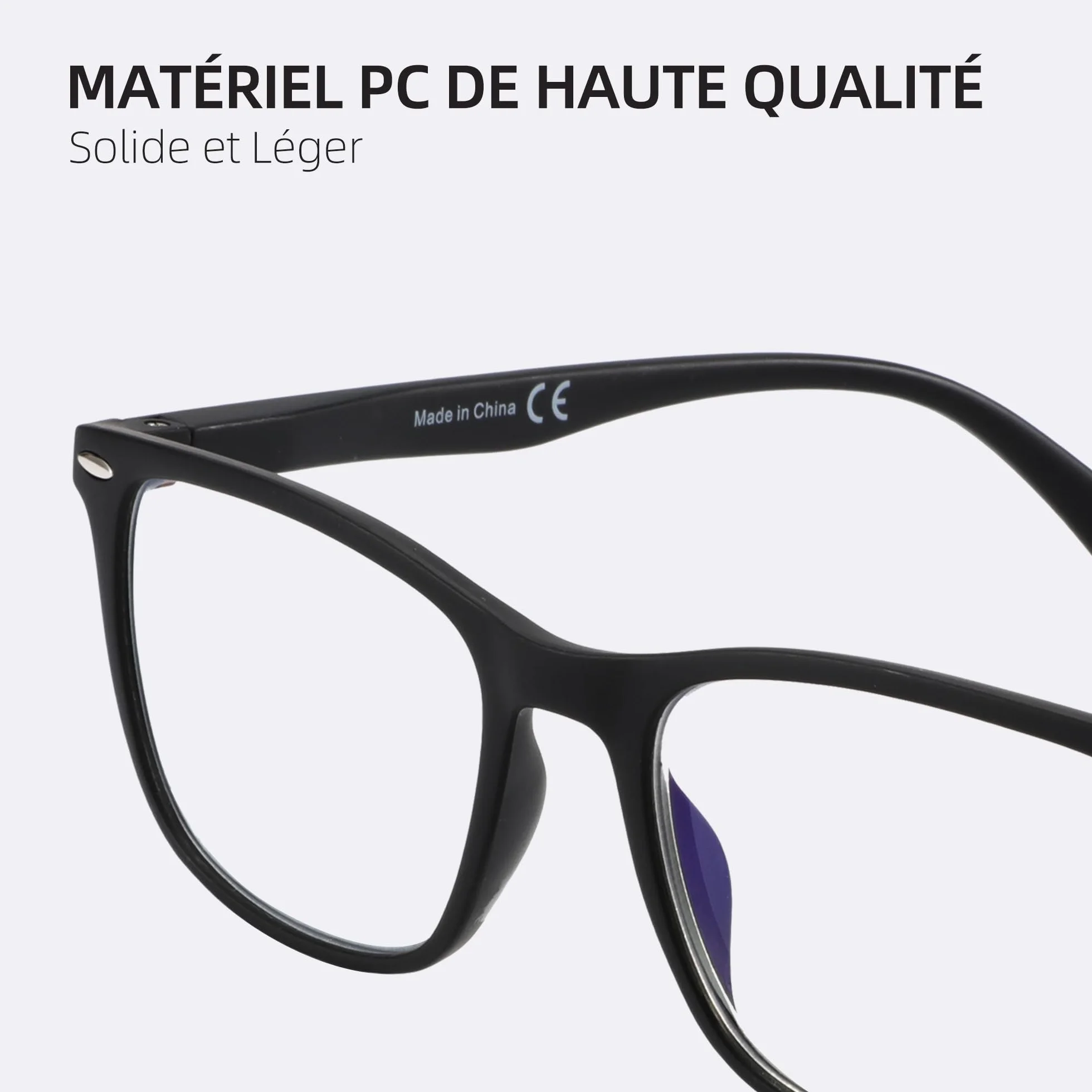 ZENOTTIC Lunettes Loupe Homme Anti-Lumière Bleue Monture Rectangulaire Légère Filtre UV Protection Yeux avec Étui