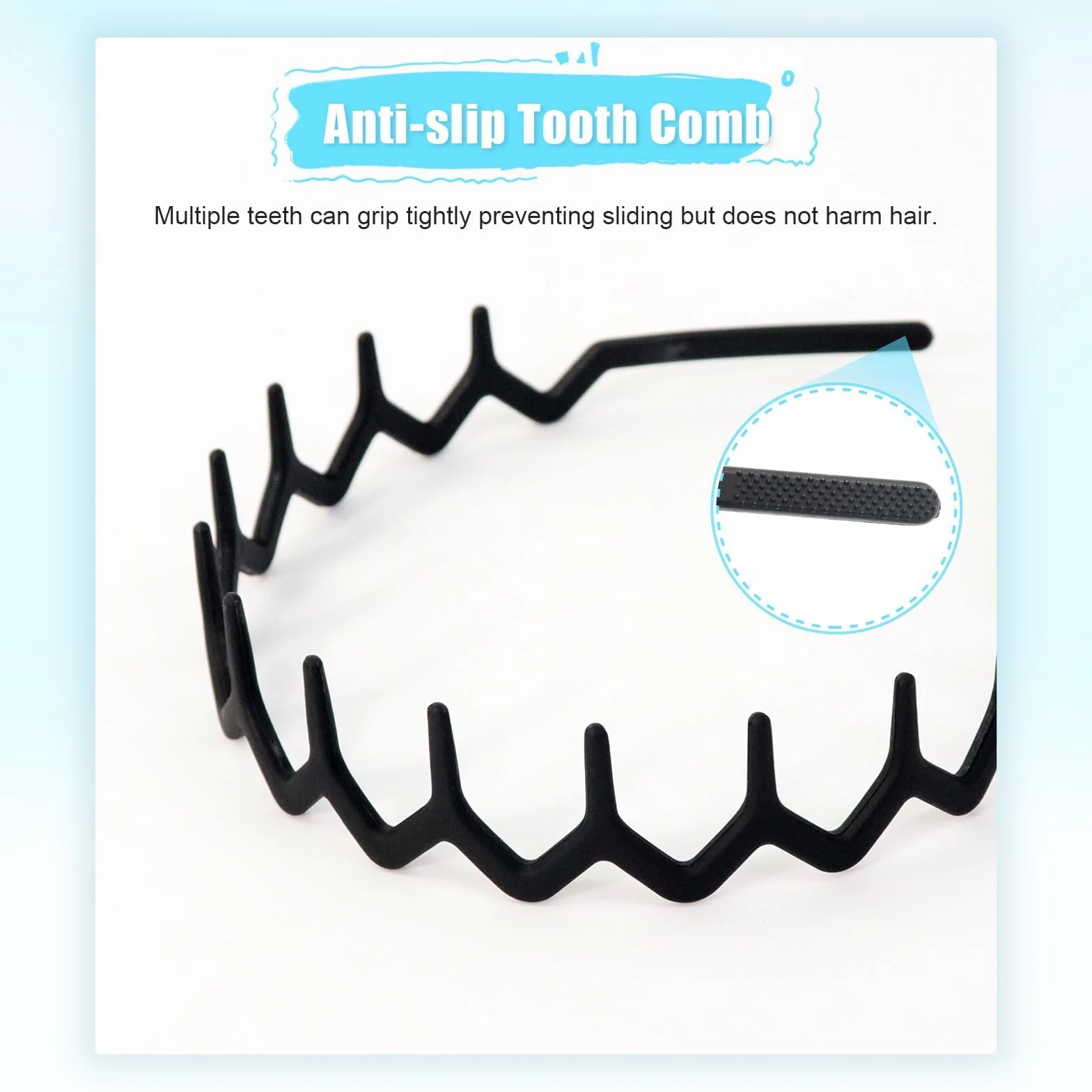 Serre Tete Homme Bandeaux Ondulés Élastique Multi-Style en Plastique Noir Antidérapant Sport Unisexe