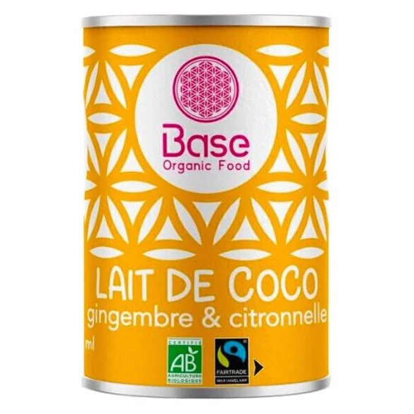 BASE ORGANIC FOOD - Lait de coco gingembre et citronnelle 40cl - Vente à l'unité - meilleure offre