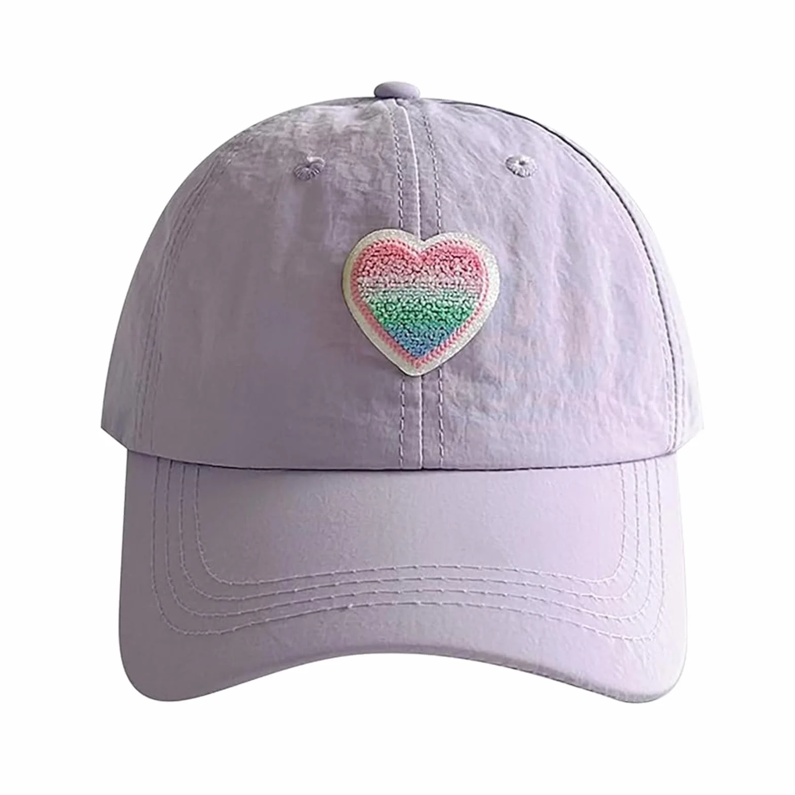 Casquette de Base-Ball Fille Motif Cœur Coloré Visière Enfant 3-8 Ans Chapeau Soleil Léger Respirant Réglable