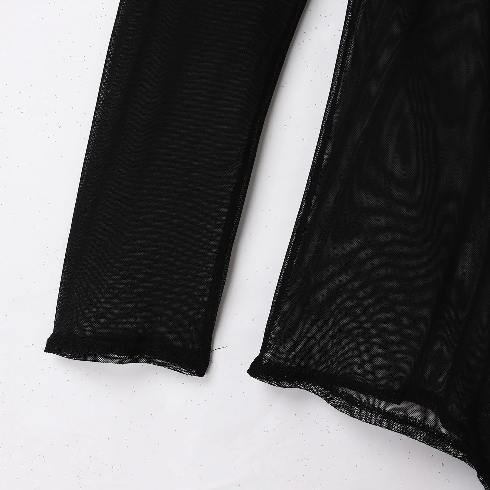 Robe de maternité en dentelle noir manches longues transparente pour femme enceinte