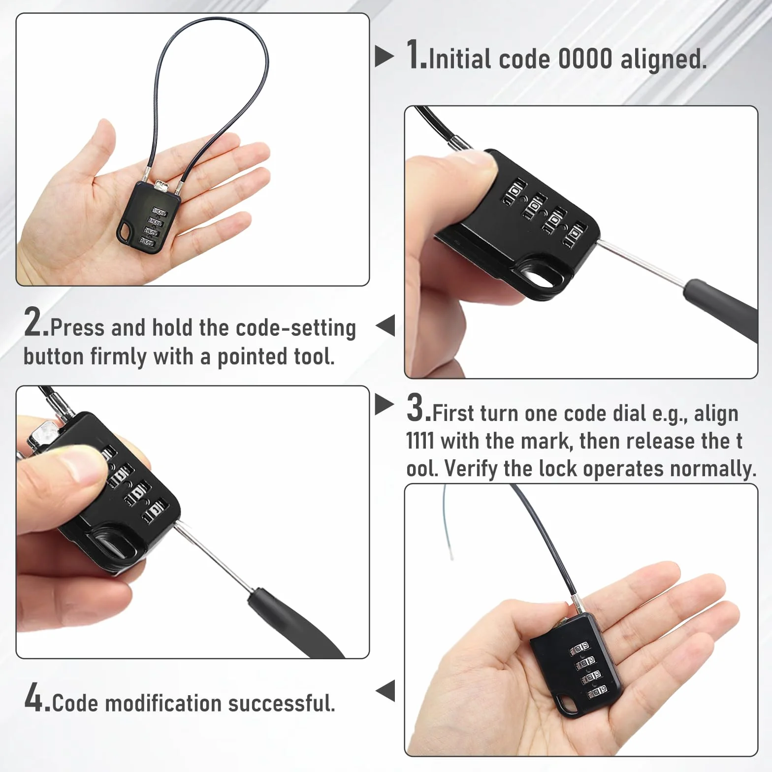 Cadenas à Code 4 Chiffres avec Câble 30 cm Haute Sécurité pour Valises Bagages
