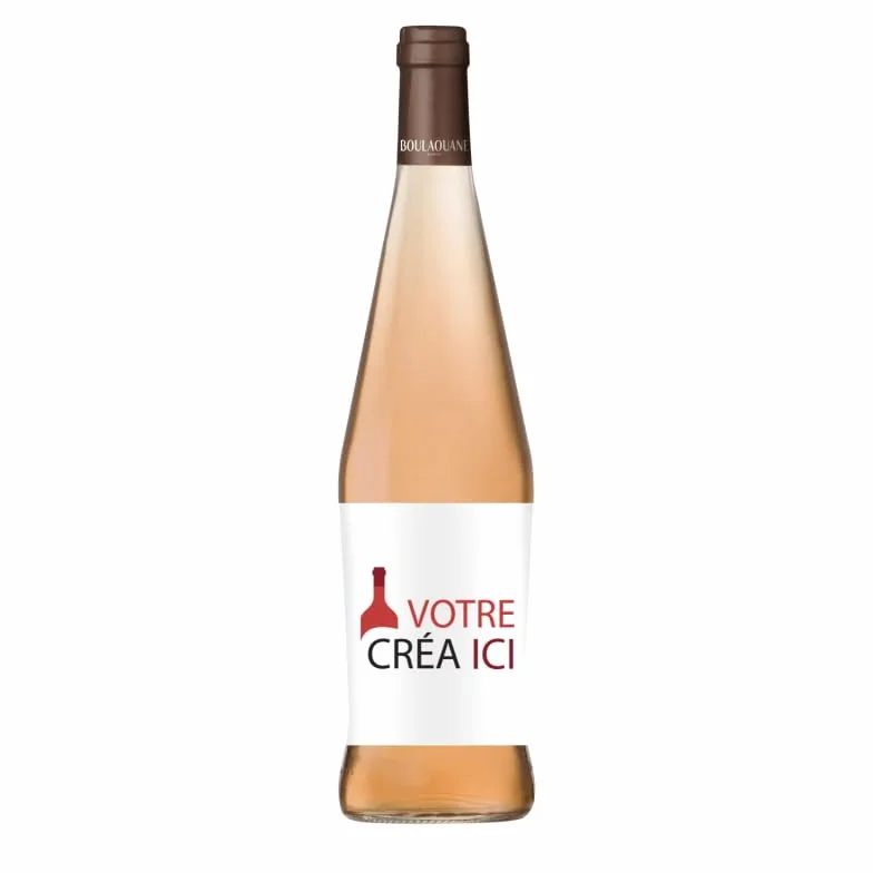 Vin rosé BOULAOUANE 75cl - Bouteille de vin personnalisée avec Texte & Image [ Etiquette bouteille personnalisable ] (1 bouteille)