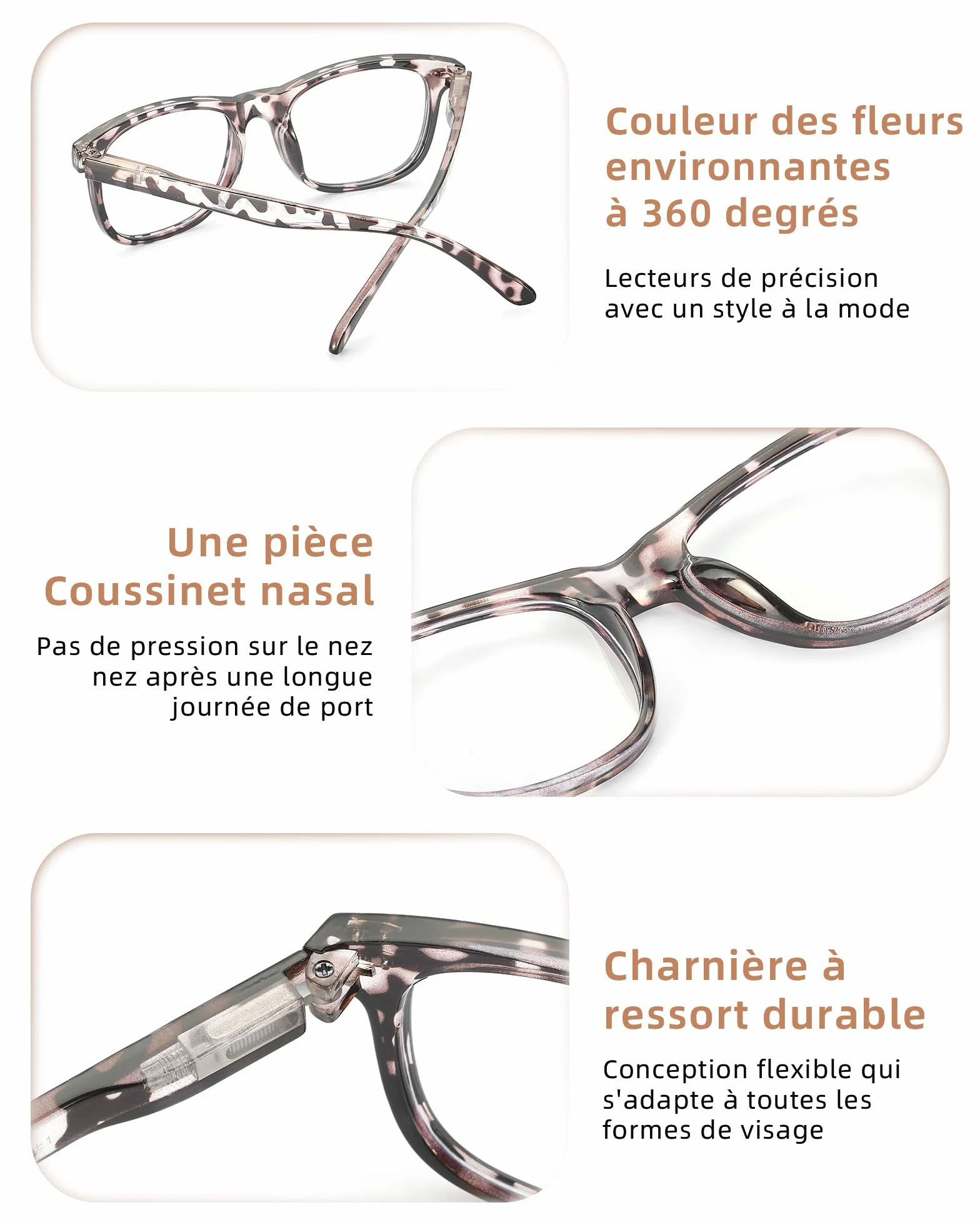 JOLISU Lot de 5 lunettes de lecture bloquant la lumière bleue avec charnières à ressort