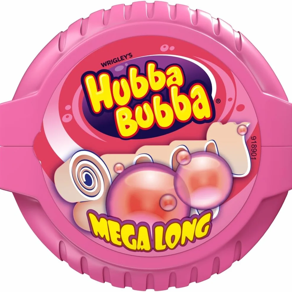 HUBBA HUBBA Chewing Gum Rouleau Bubble Gum Goût Fancy Fruit 12 Rouleaux 180 cm