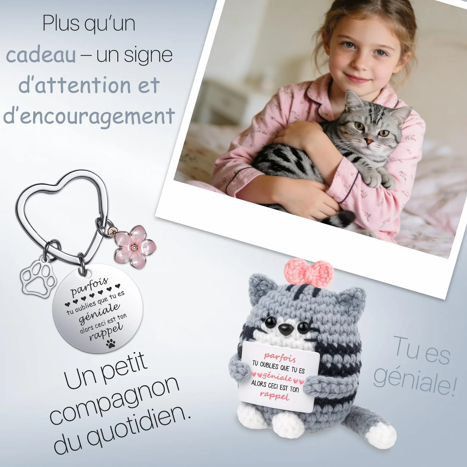 Porte-bonheur Porte-clés Figure Positive Cadeau Original pour Femme Homme Anniversaire