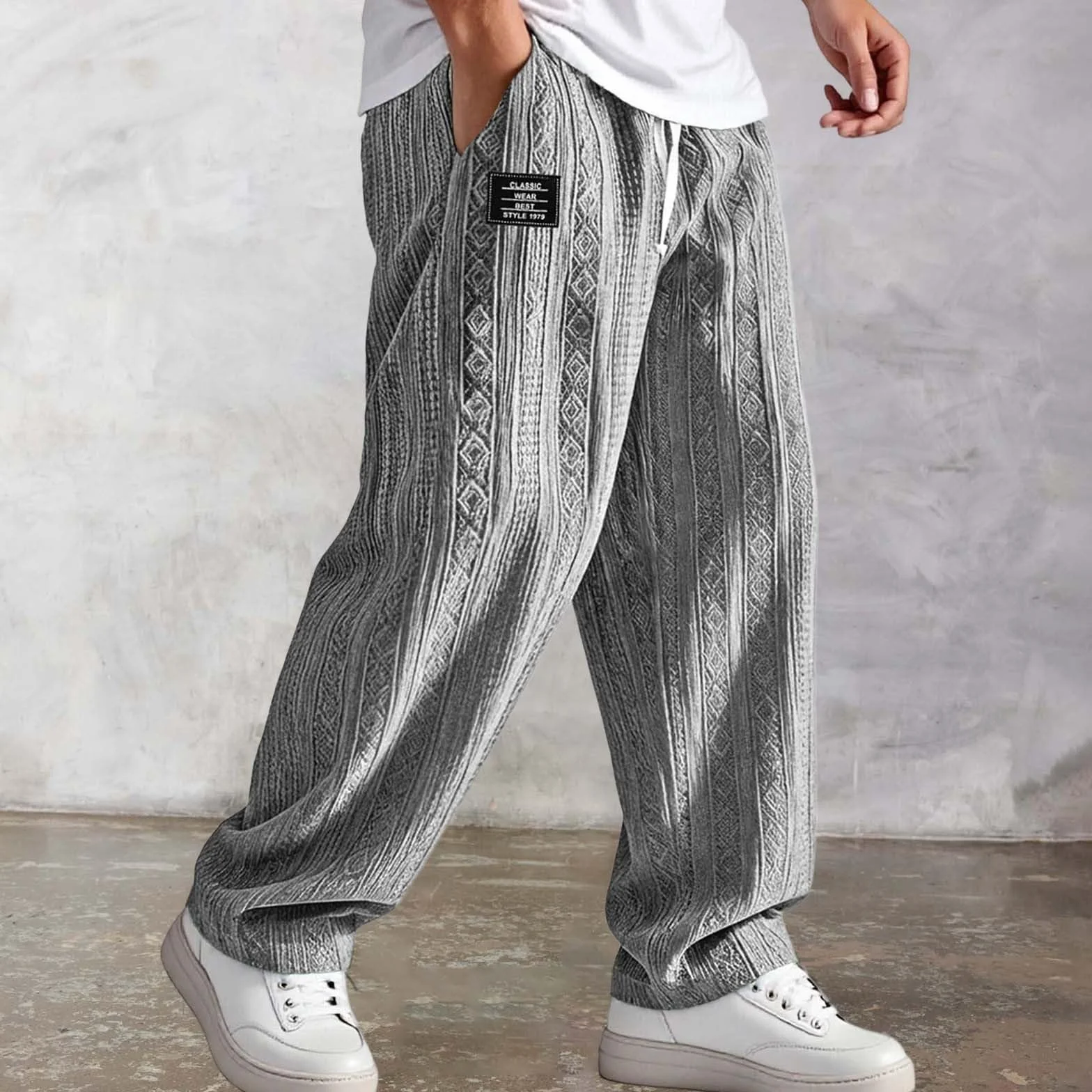 Pantalon Homme Velours Côtelé Sweatpants Baggy Taille Élastique Cordon Poches Streetwear Grande Taille