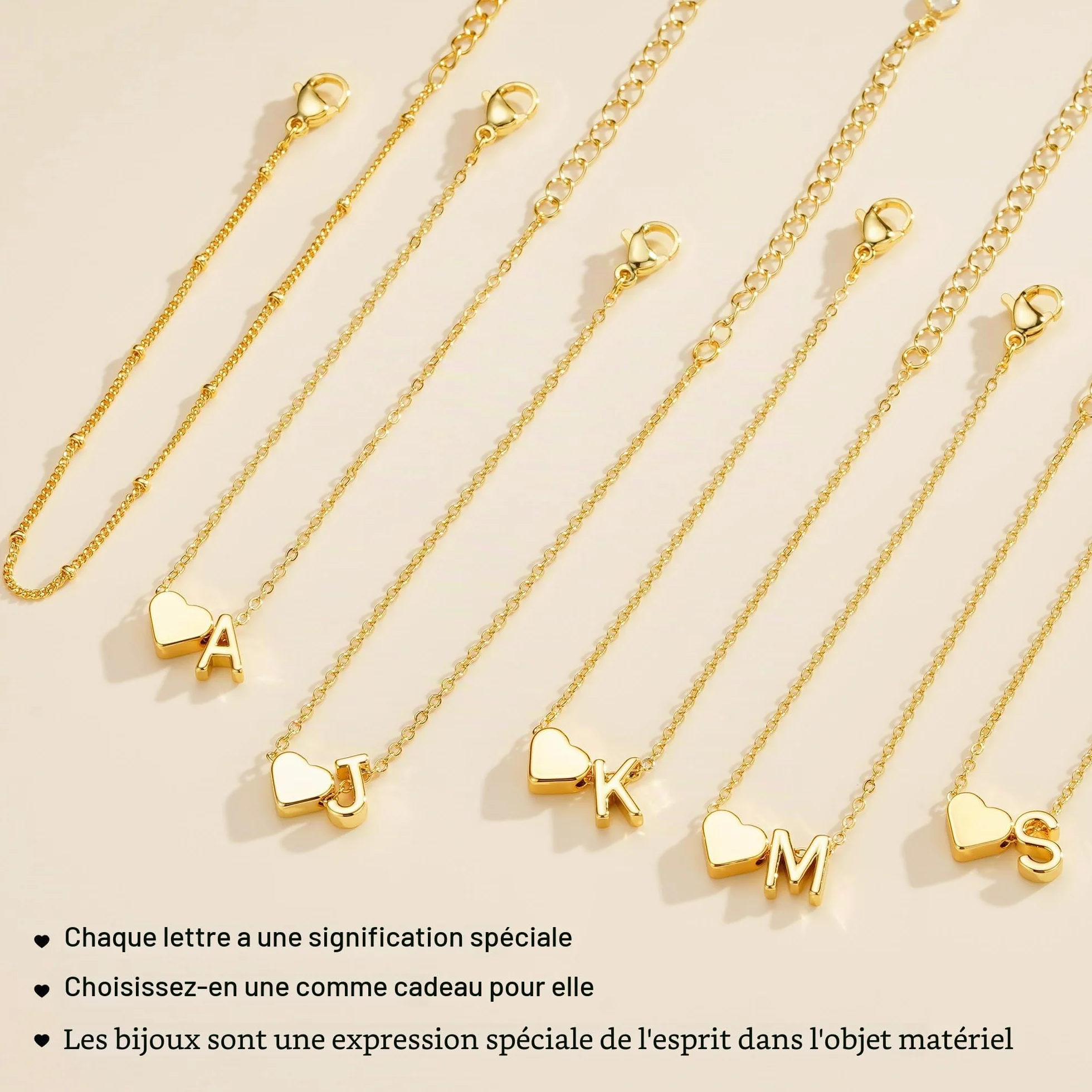 TINGN Bracelet pour femme Plaqué or 14 carats Cœur en couches Personnalisable