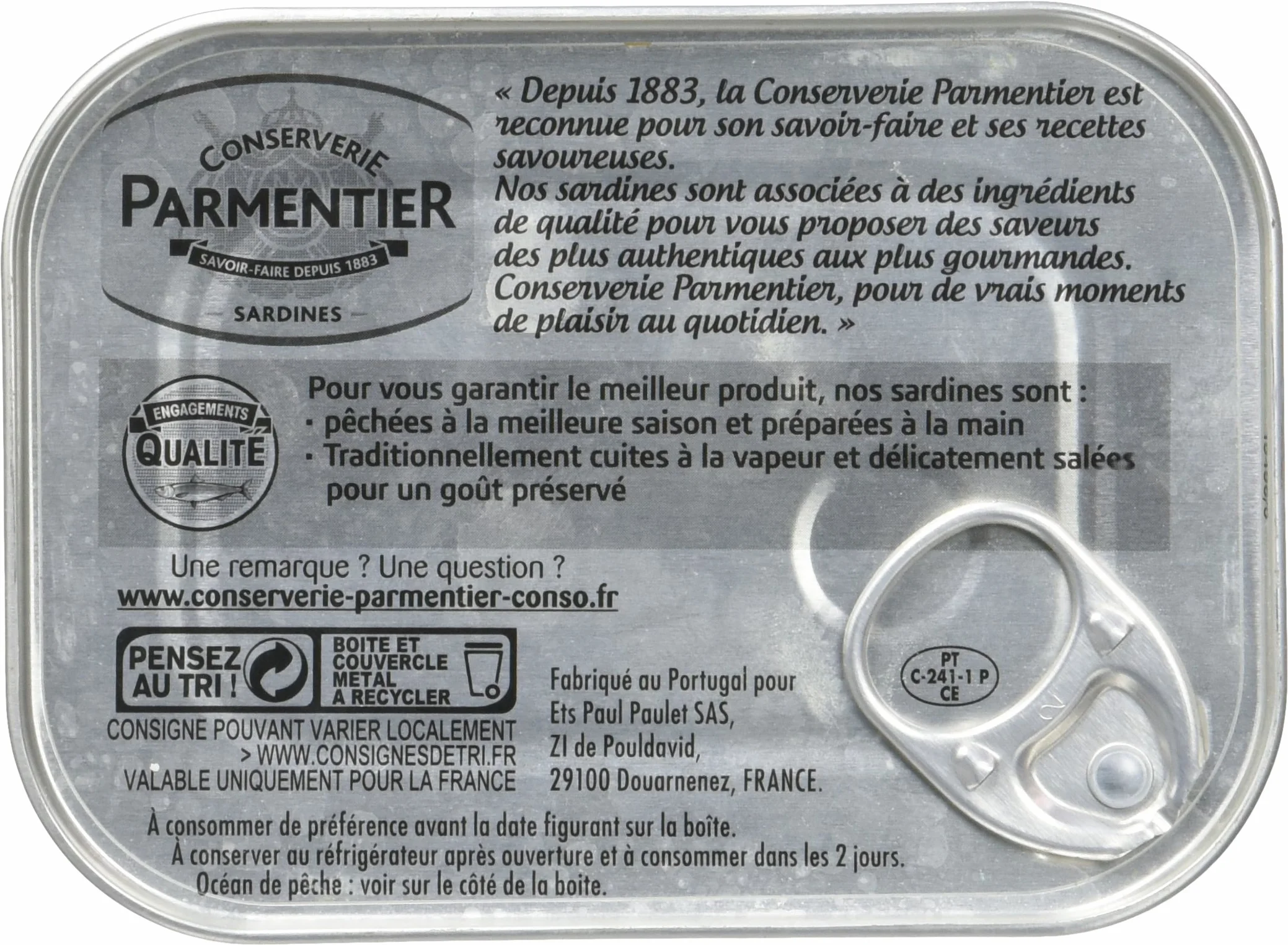 Parmentier Sardines à l'Huile d'Olive Vierge Extra 135 g - Lot de 8