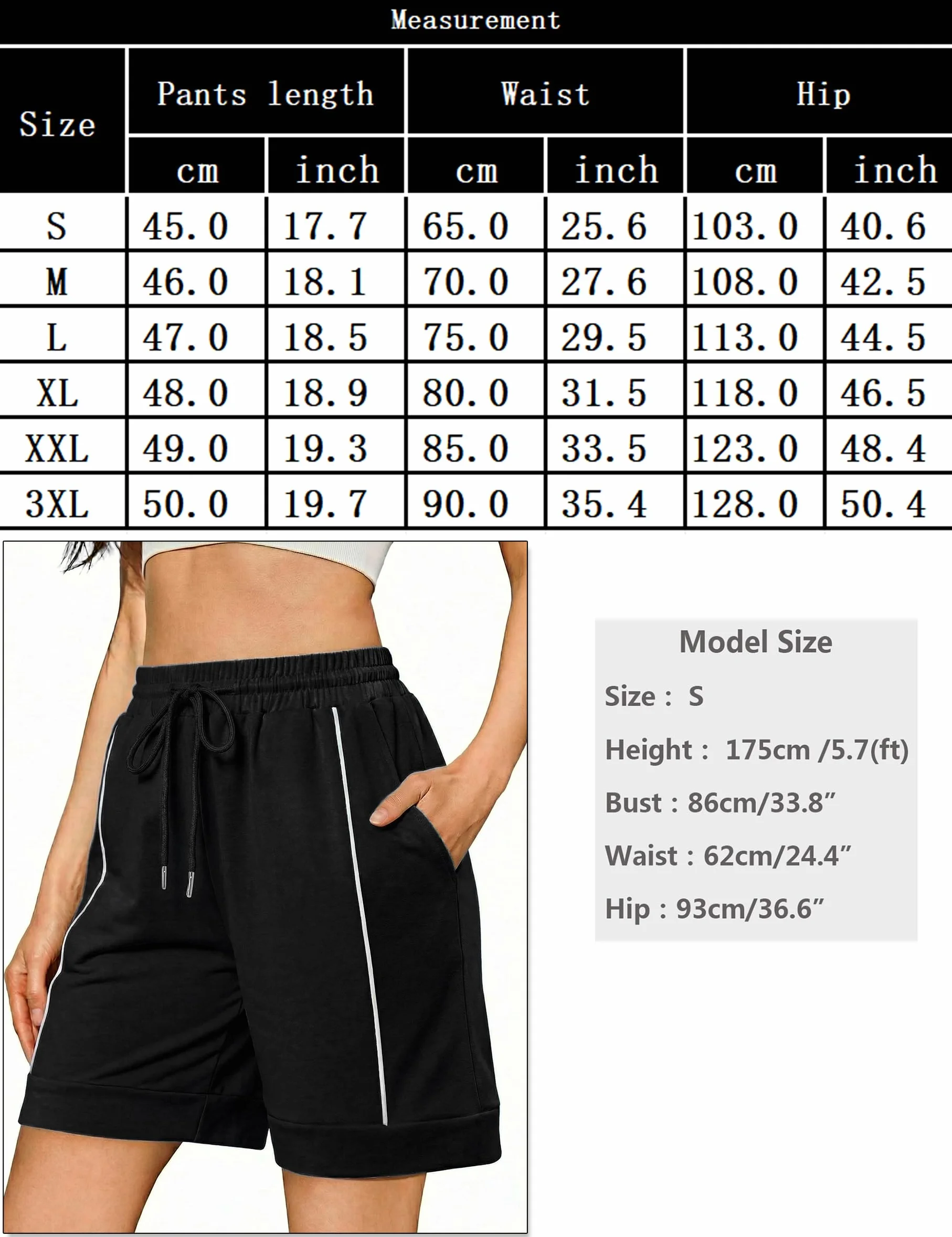 Short Sport Femme Ete Rayures Verticales Coupe Ample avec Poches pour Jogging Running Fitness