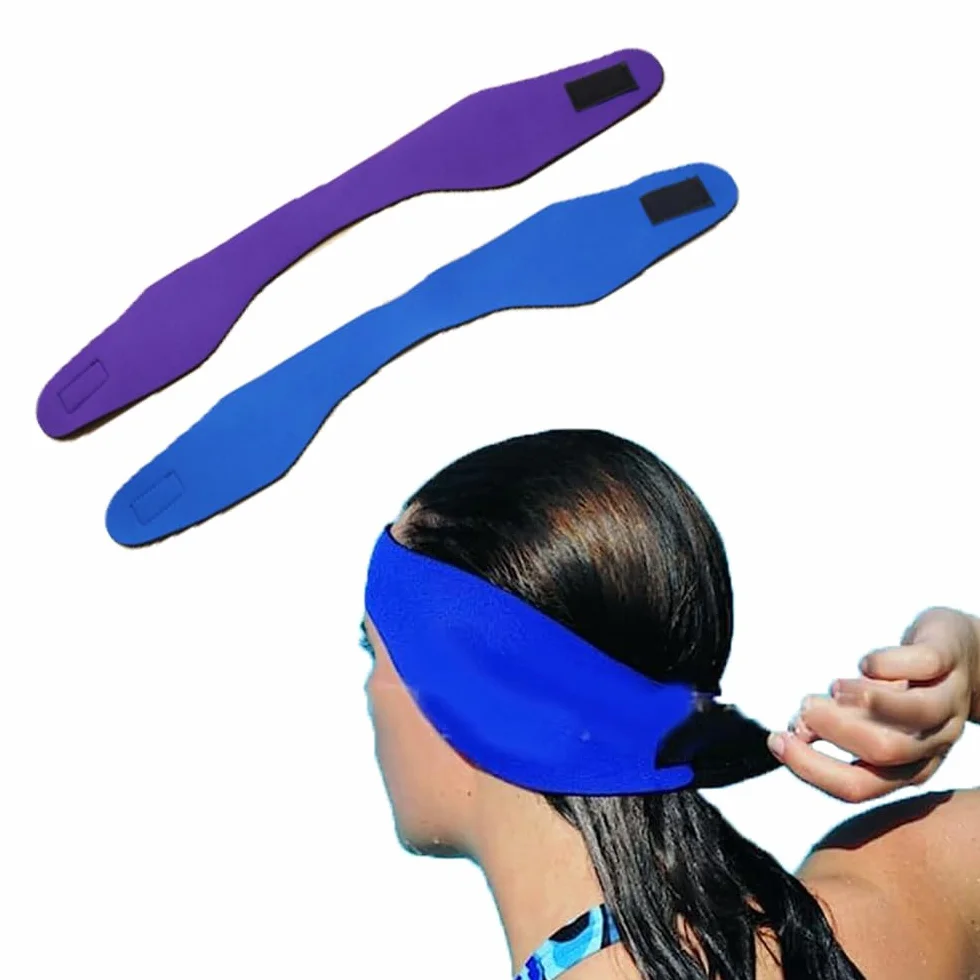 Bandeau de Natation Néoprène Imperméable Élastique Enfant Adulte Bleu Violet L
