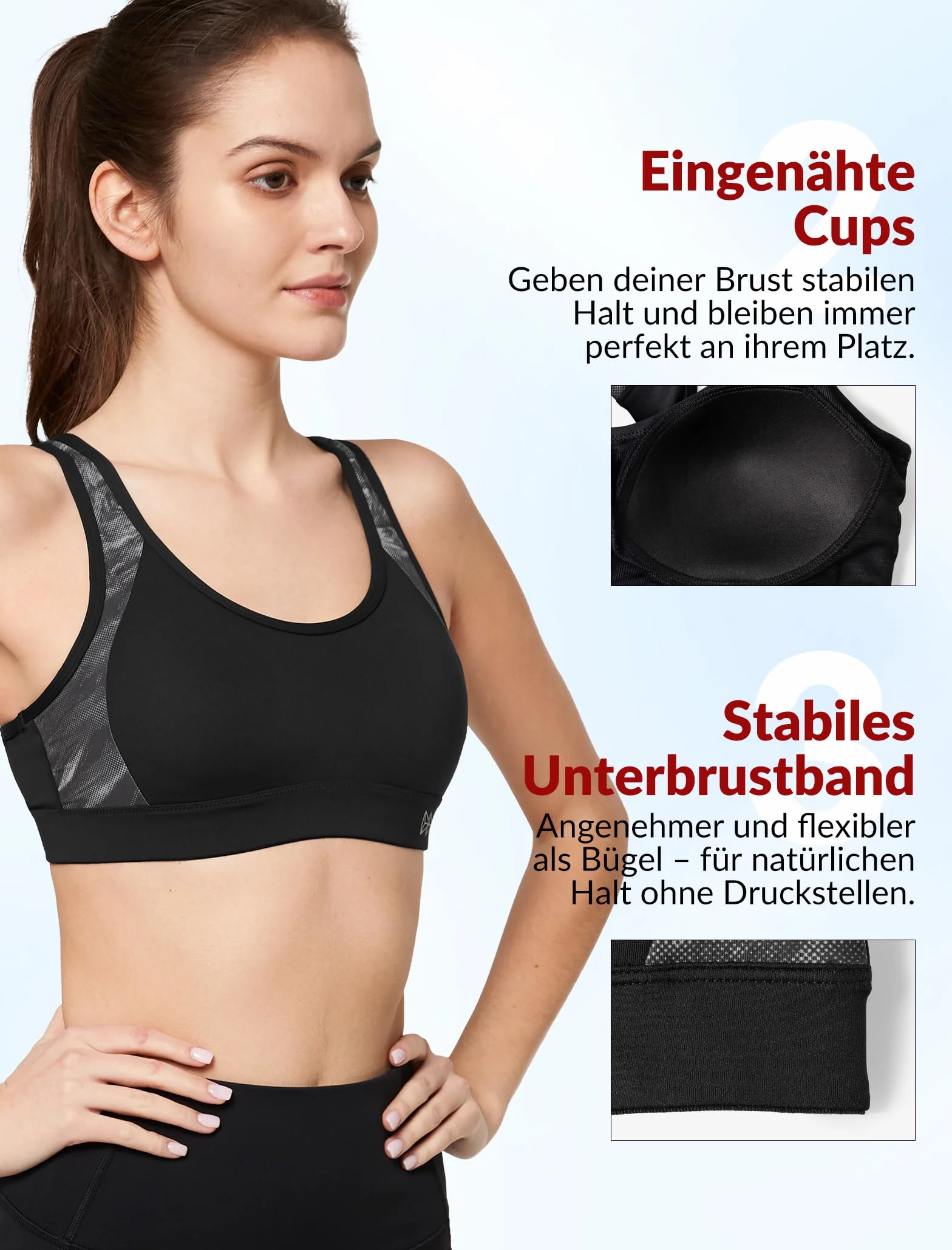 Soutien Gorge de Sport Femme Dos Croisé Maintien Élevé Grande Taille Brassière sans Armature Course Tennis Fitness