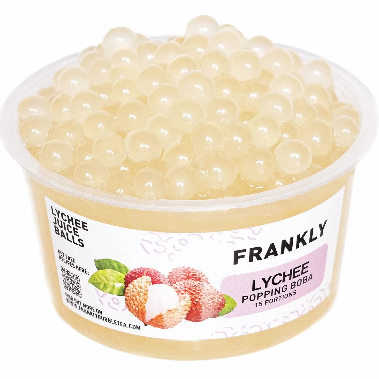 FRANKLY Popping Boba - Pour le Bubble Tea, les yaourts, les gâteaux et les desserts. (Litchi, 450g)