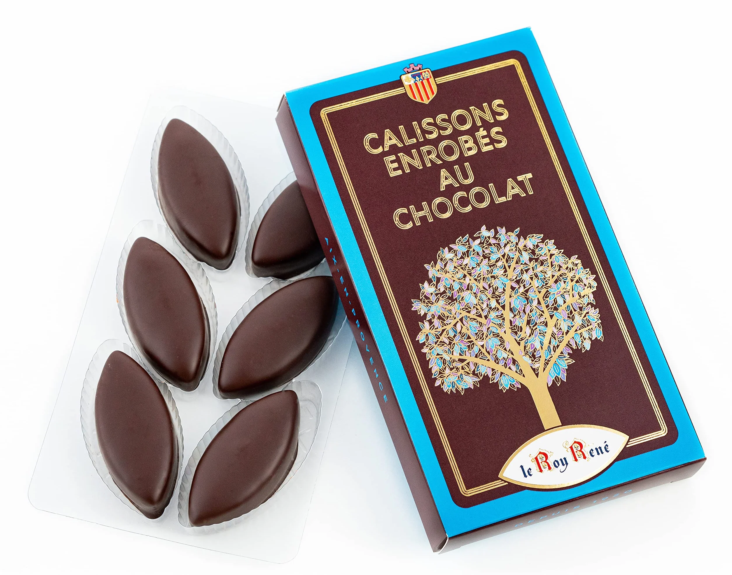 LE ROY RENÉ Epicerie Fine - Gamme de Noël et Pâques : (Etui de 6 Calissons d’Aix enrobés au chocolat 70g)