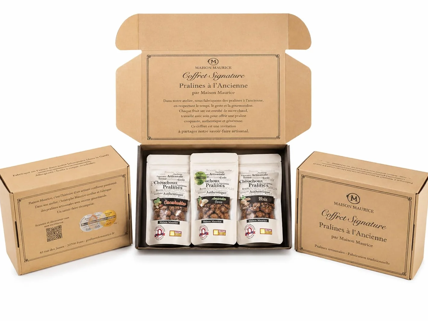 Maison Maurice Coffret Signature de Pralines Artisanales – 9 Recettes Gourmandes – Assortiment Cadeau Premium – Fabriqué en France
