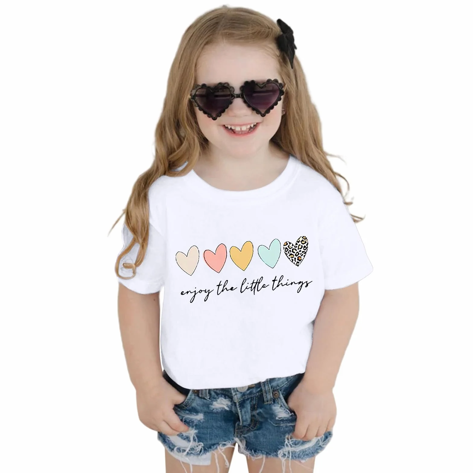 T-Shirt Fille Coton Imprimé Étoile Stretch 2-14 Ans