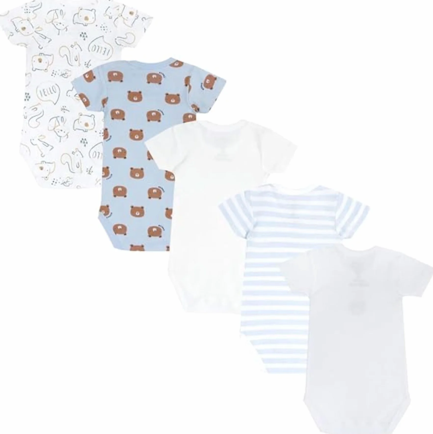 Chicco Lot de 5 Bodies Bébé Garçon Manches Courtes 100% Coton 0-24 Mois