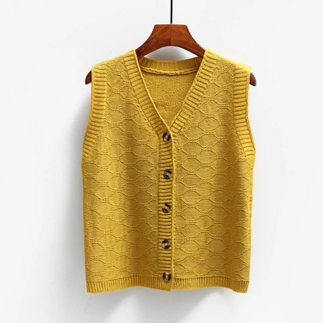 Gilet Cardigan Ample en Laine Tricoté À Col en V pour Femme