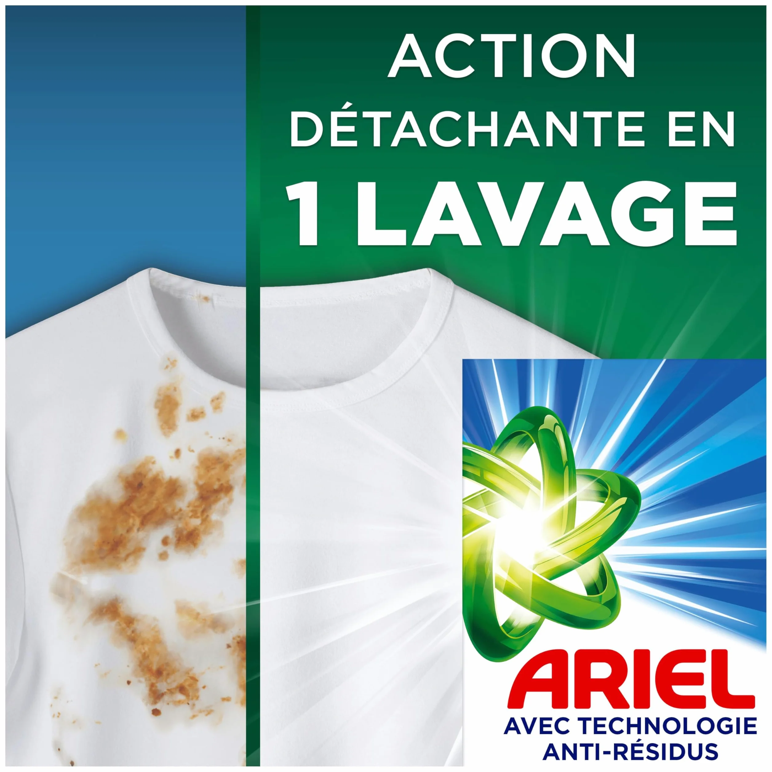 Ariel Lessive Poudre Dissolution Rapide 3.575kg, 65 Lavages, Alpine, Avec technologie anti-résidu, élimine les taches en 1 seul lavage