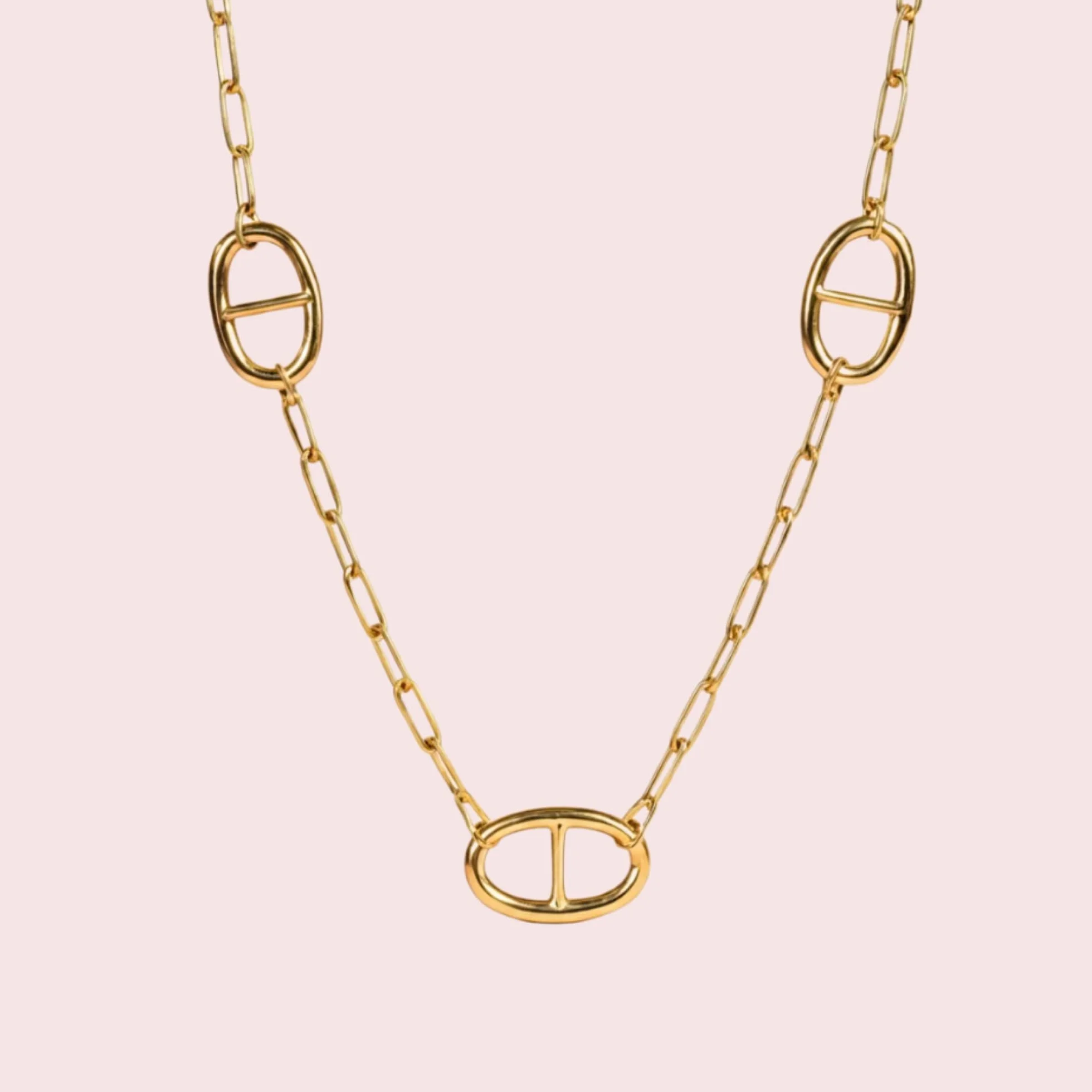 Collier Sautoir Long Acier Inoxydable 316L Chaîne Ajustable Maille Marine Chaîne d’Ancre Grain de Café