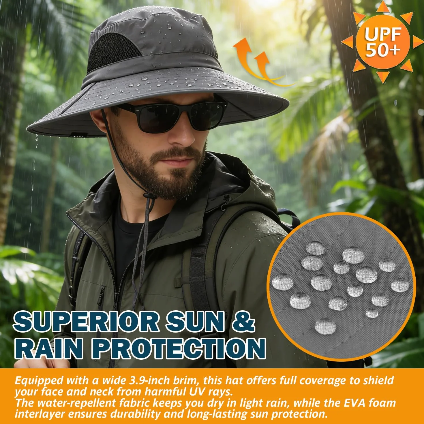 EINSKEY Chapeau Anti UV Large Bord Pliable Étanche pour Randonnée