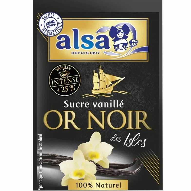 Pâtisseries et desserts ALSA - Sucre Vanille Or Noir Des Isles - Saveur exotique - 40g de plaisir sucré pour vos desserts maison. - Lot De 4 - Vendu Par Lot