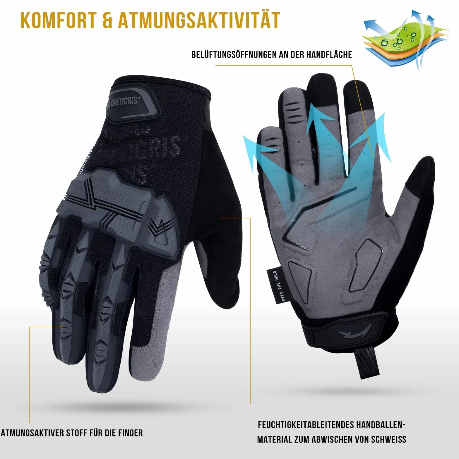 OneTigris Gants Tactiques Militaires Tactile pour Moto Escalade Airsoft Paintball Randonnée Chasse Cyclisme