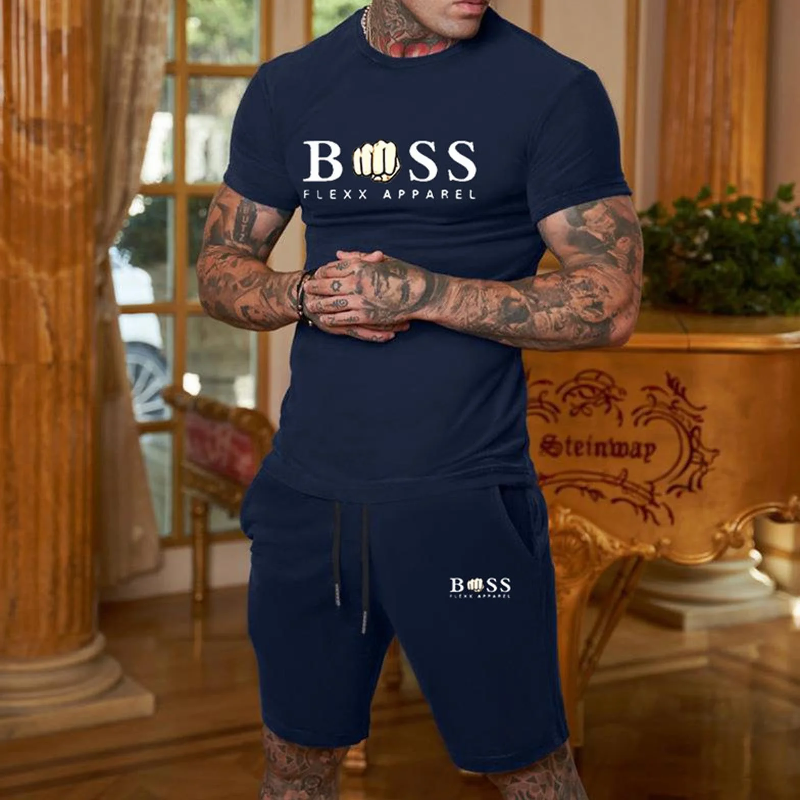Ensemble Homme 2 Pièces Short Tee Shirt Manches Courtes Survêtement Été