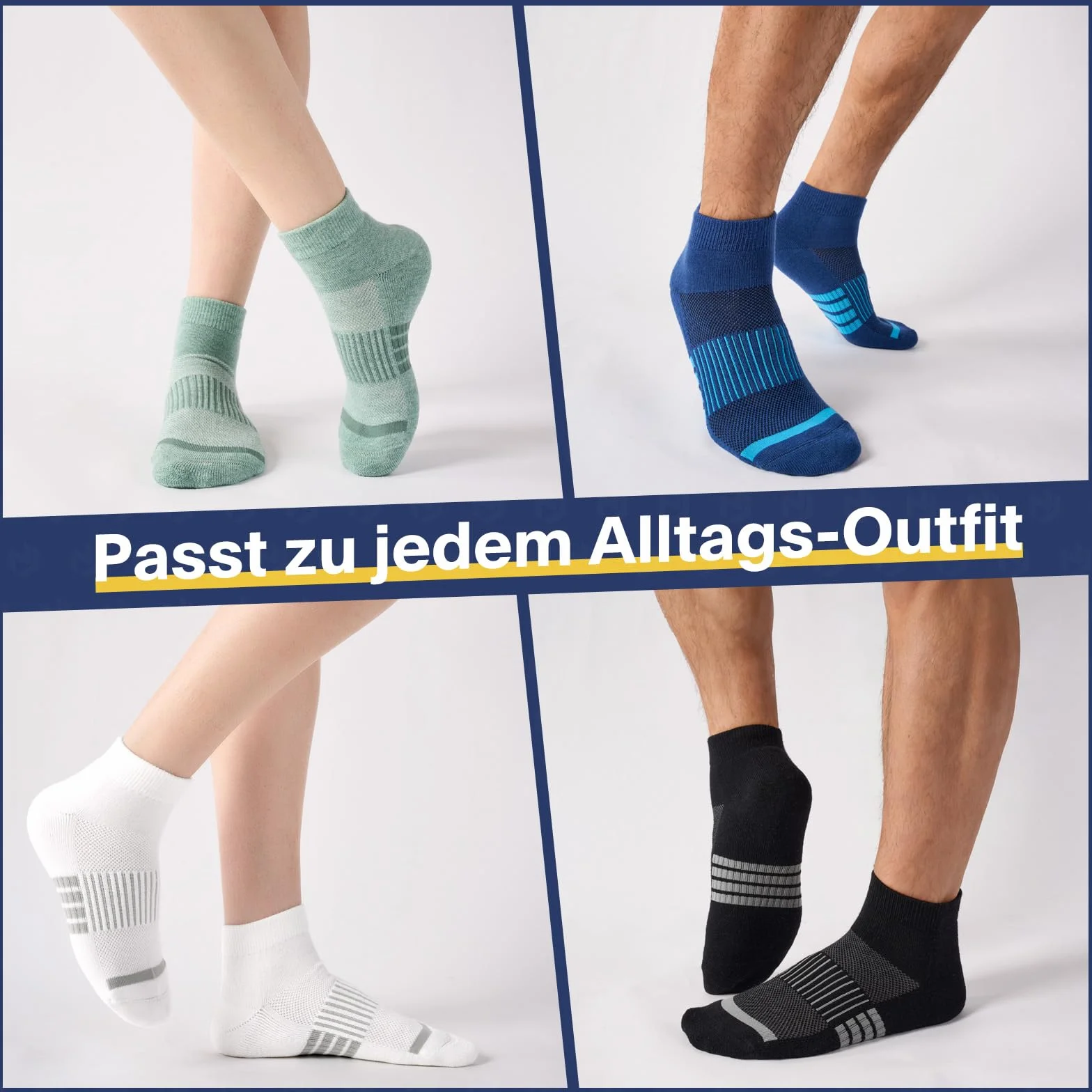 Niofind Lot de 6 paires chaussettes randonnée laine mérinos homme femme respirantes rembourrées courtes