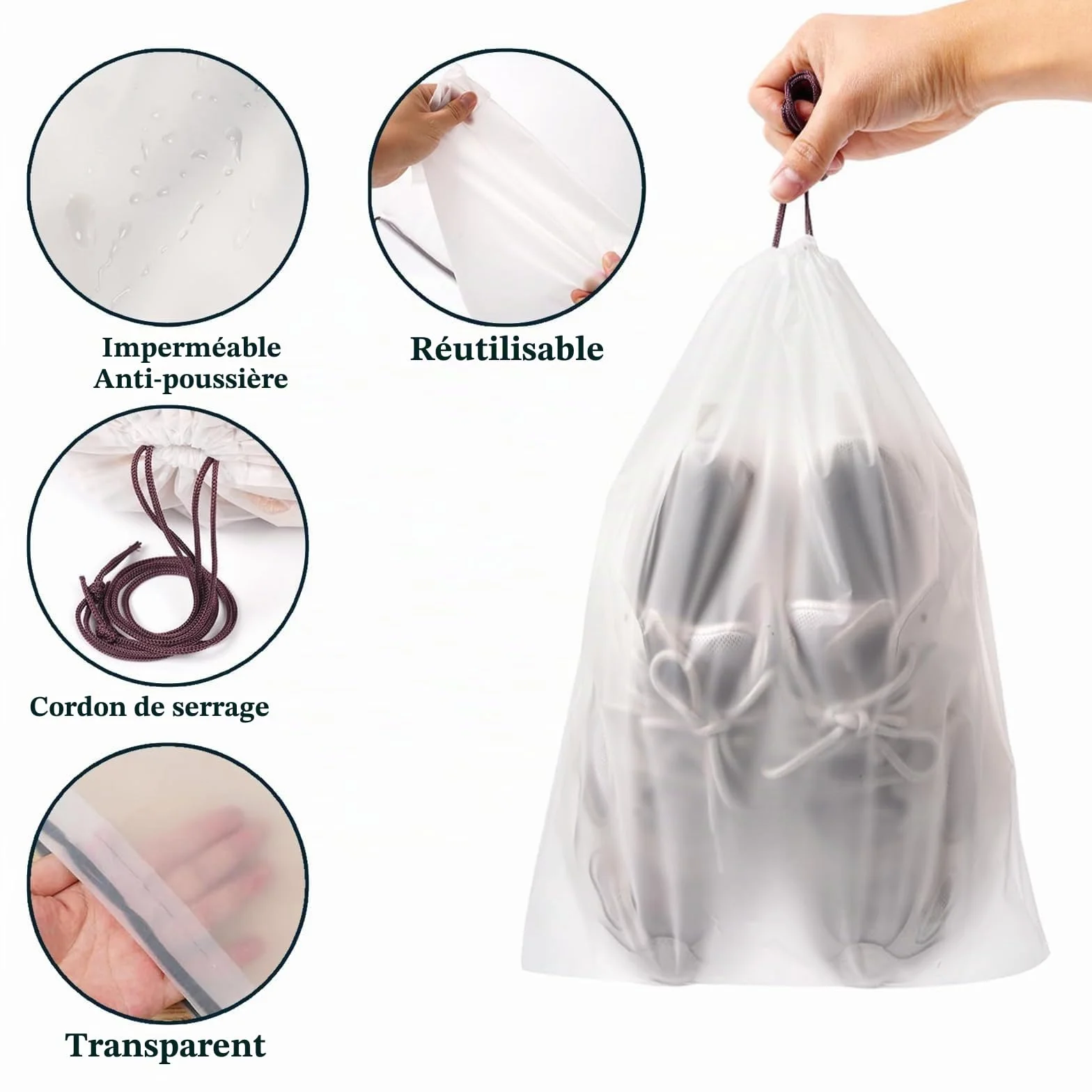 Lot de 12 Sacs à Chaussures de Voyage, Housse Chaussure Anti-Poussière pour Bagages