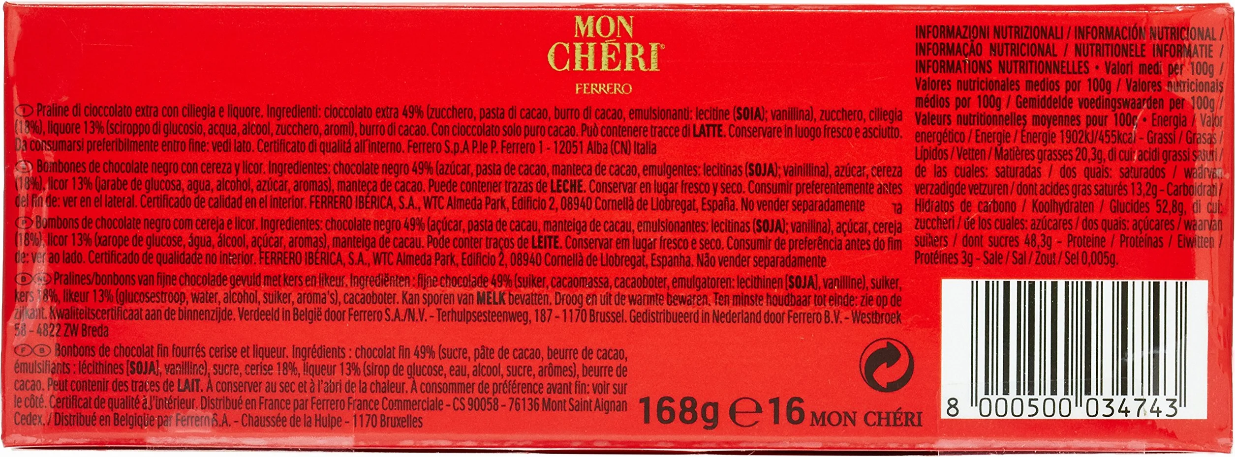 Ferrero Mon Chéri l'Étui 168 g - Lot de 3