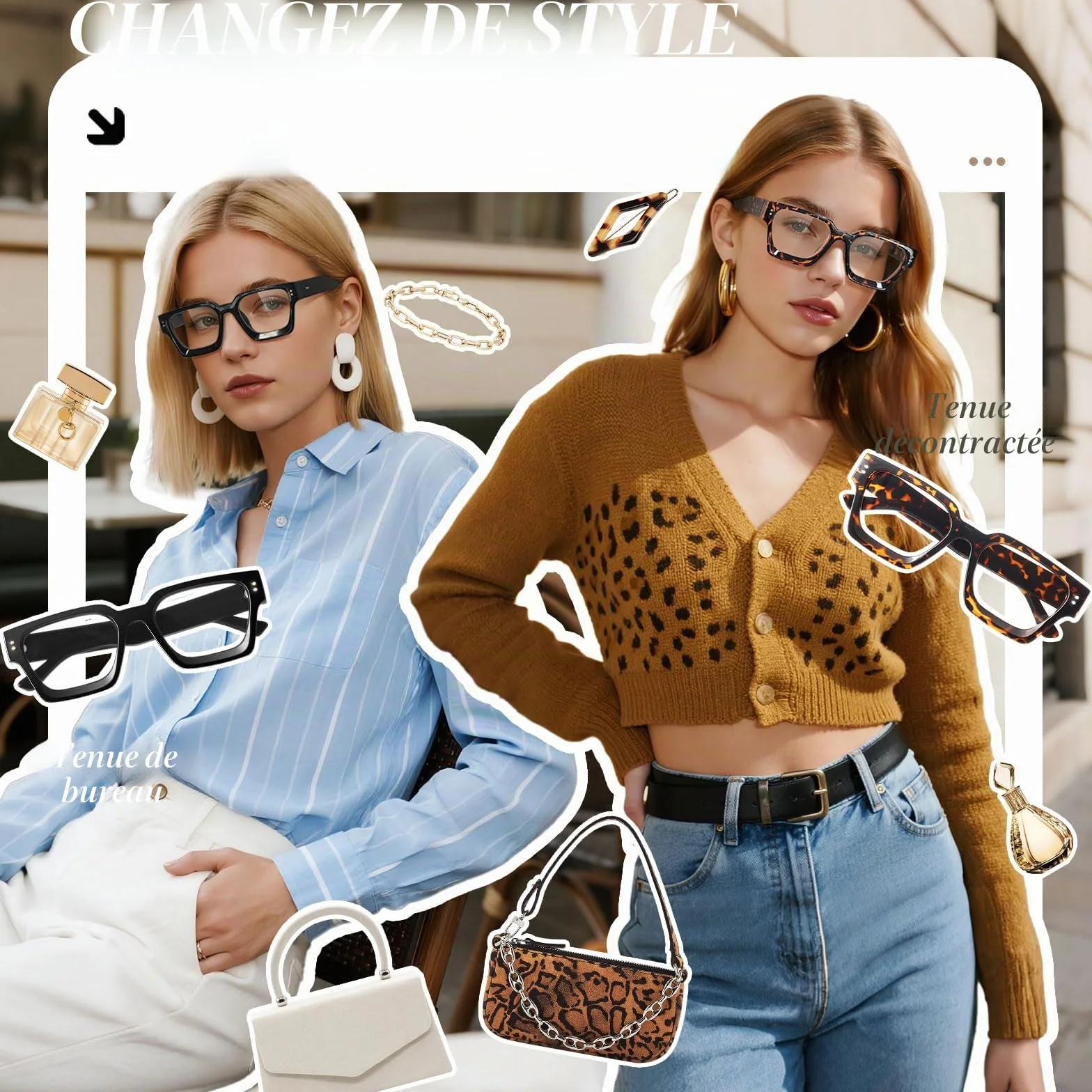 SUNIER Lunettes de Vue Vintage Grand Carré Transparente UV400