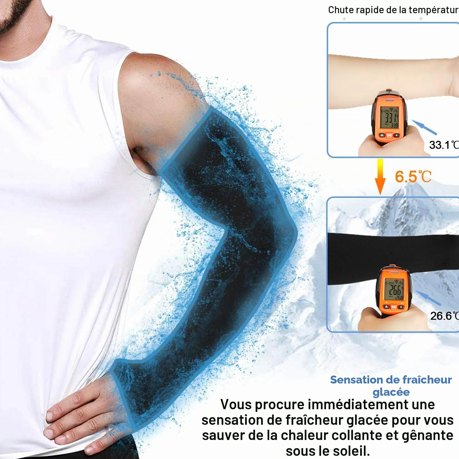 beister Anti UV Protection UPF 50+ Manche de Bras Avec Trou pour Le Pouce Refroidissement Antidérapants Manchette Gaming, Cooling Sport Compression Arm Sleeves