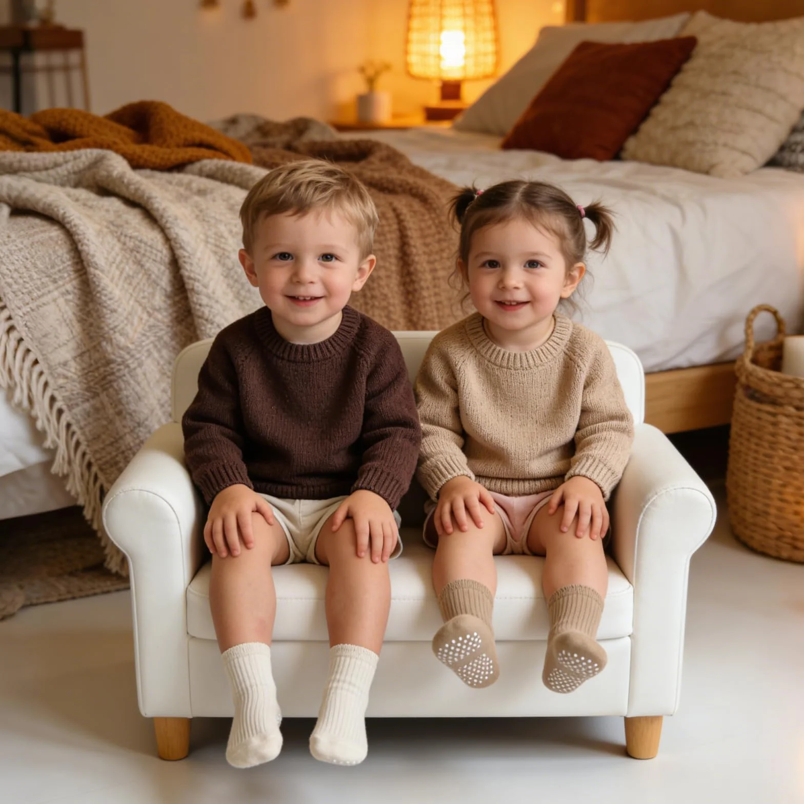 Chaussettes en coton pour tout-petits avec semelles antidérapantes - 9 paires pour bébés garçons et filles