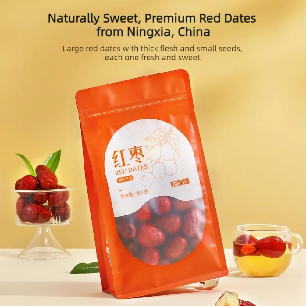 Dattes Rouges Pures Et Naturelles Du Ningxia, Chine (250g * 2) 500g / 17,64oz | Grand Jujube Séché, Sucré Naturel