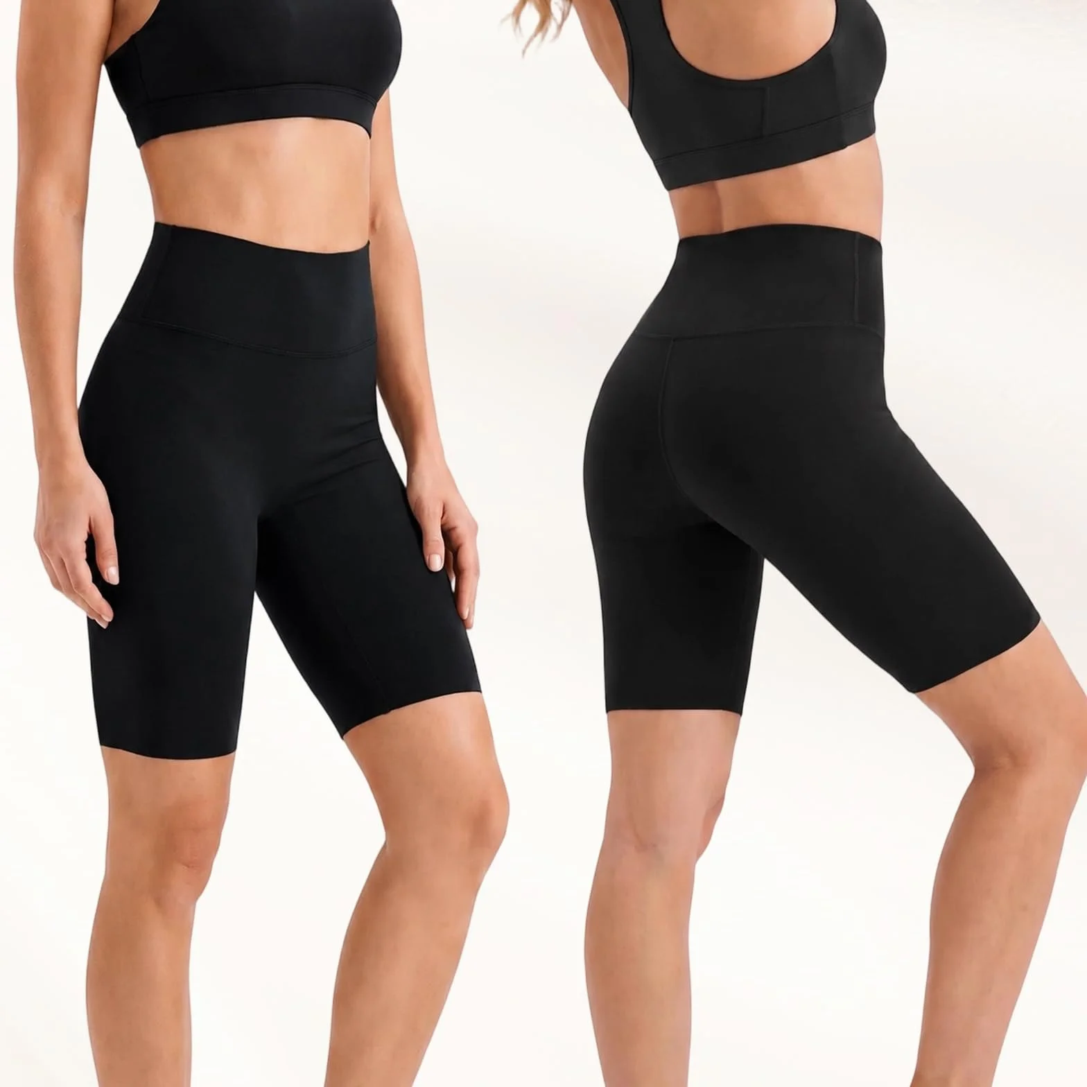 HYCOPROT Shorty Femme Taille Haute Gain de Ventre Shorts de Compression sans Couture Push Up Biker Seamless Legging Court pour Yoga Gym Course