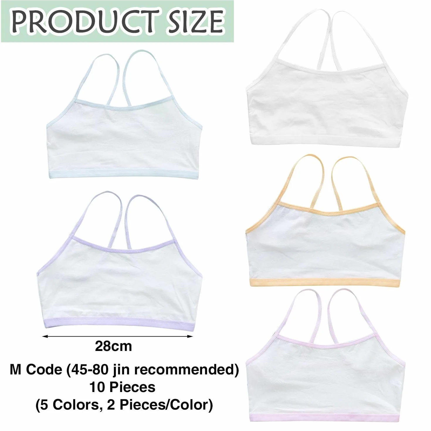 Bretelles Pour Élèves Du Primaire En Pur Coton, Corsets Anticonvexes Enfants, Sous-Vêtements Sport Légers Sans Couture - Lot de 10