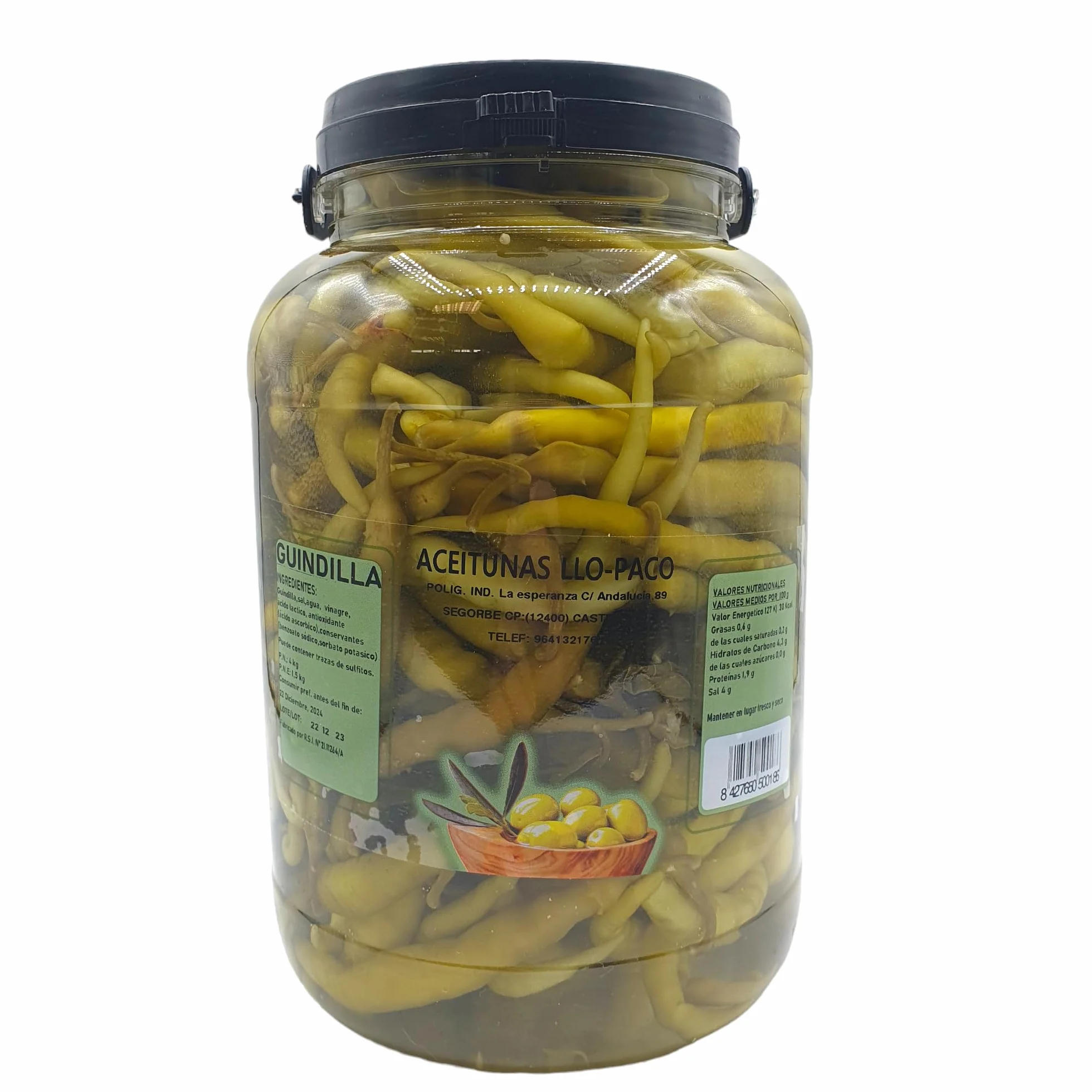 Piments épicés au vinaigre - Bidon Pet de 4 kg de piments acidulés épicés - pipres épicées LloPaco