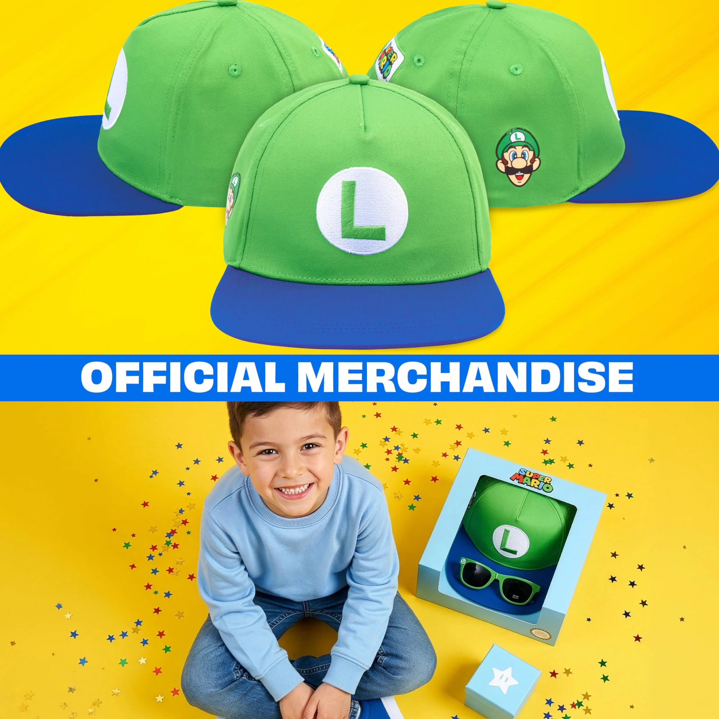 Casquette Baseball et Lunette de Soleil Protection UV Minecraft Fortnite Bob l'éponge Super Mario