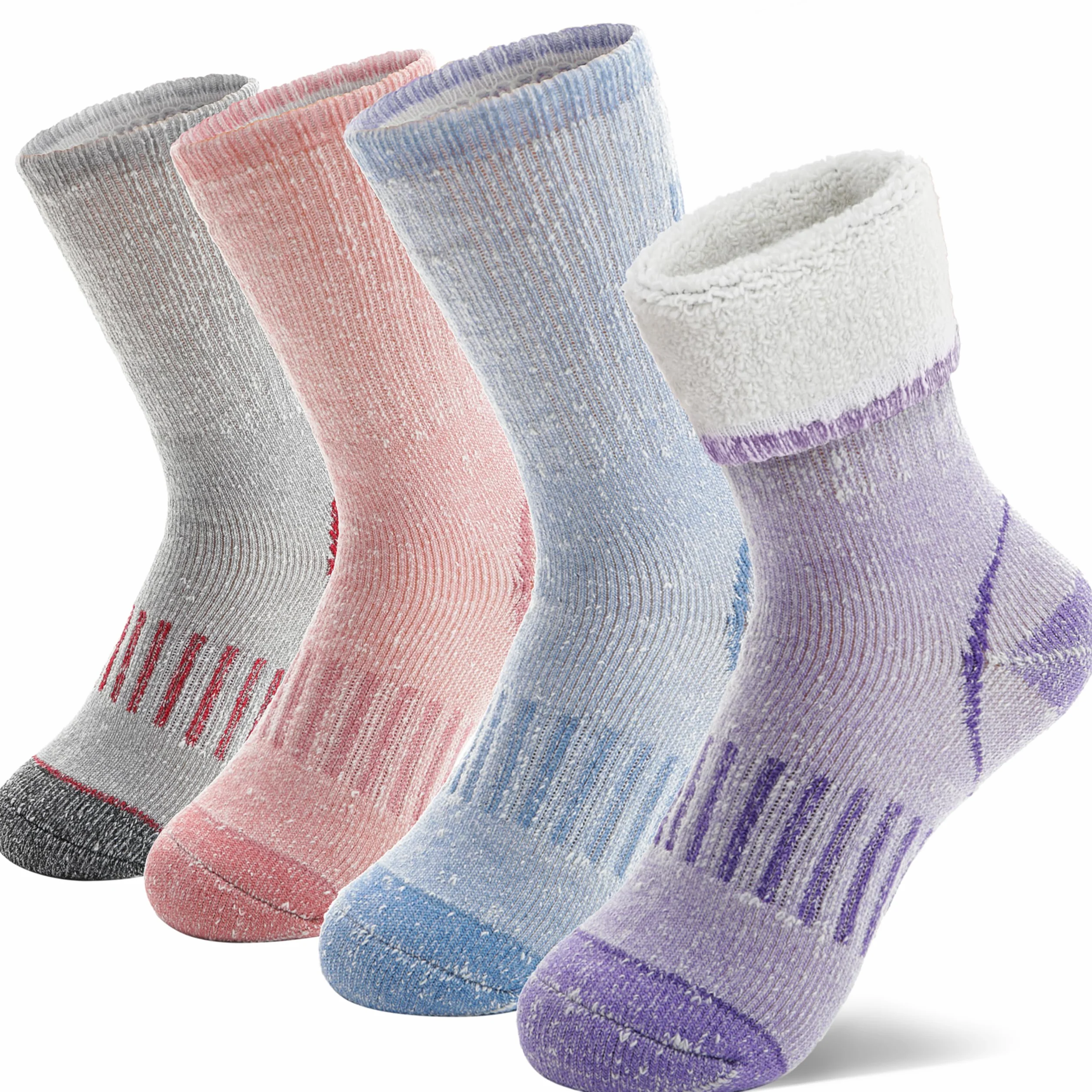 Chaussettes Randonnée Laine Mérinos Enfants MOSEY KOSY 4 Paires Thermique Hiver Chaudes Bottes Épaisses Snowboard