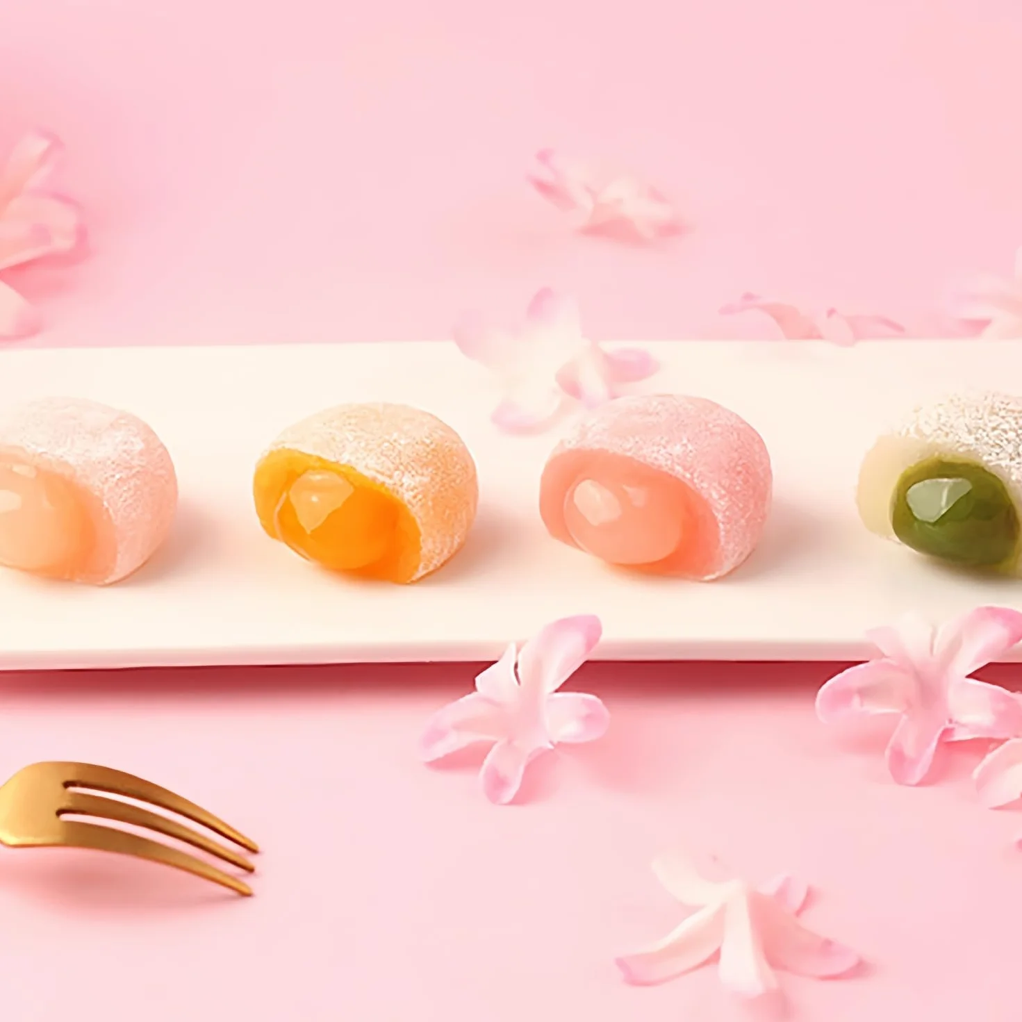 WSYLS Sandwich Mochi Set Gâteau de riz chinois Dessert asiatique délicieux Dessert moelleux et gluant 120G (fleurs de cerisier)
