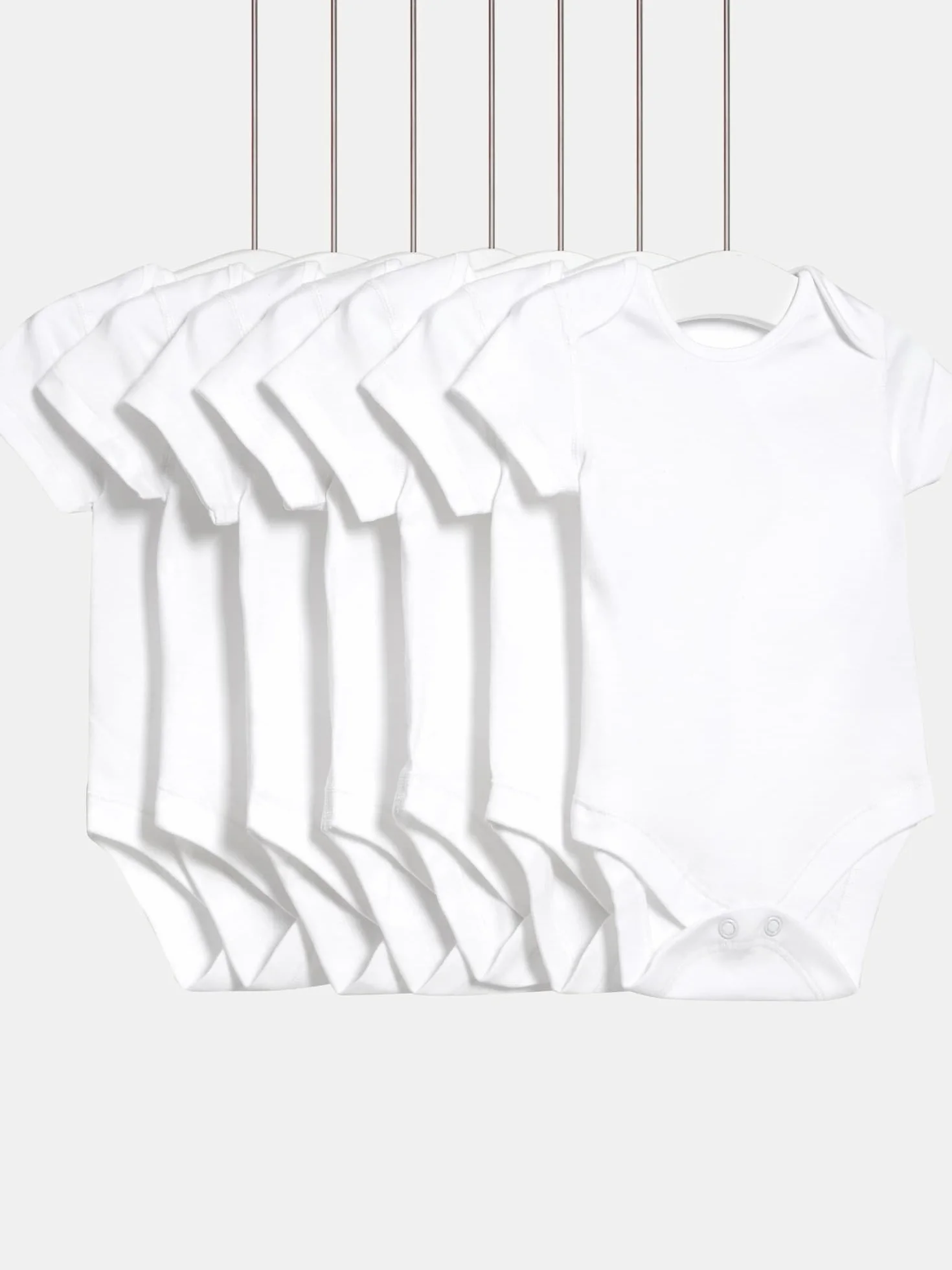 Marks & Spencer Bodies Manches Courtes Bébé Lot de 7, 100% Pur Coton, Coupe Standard